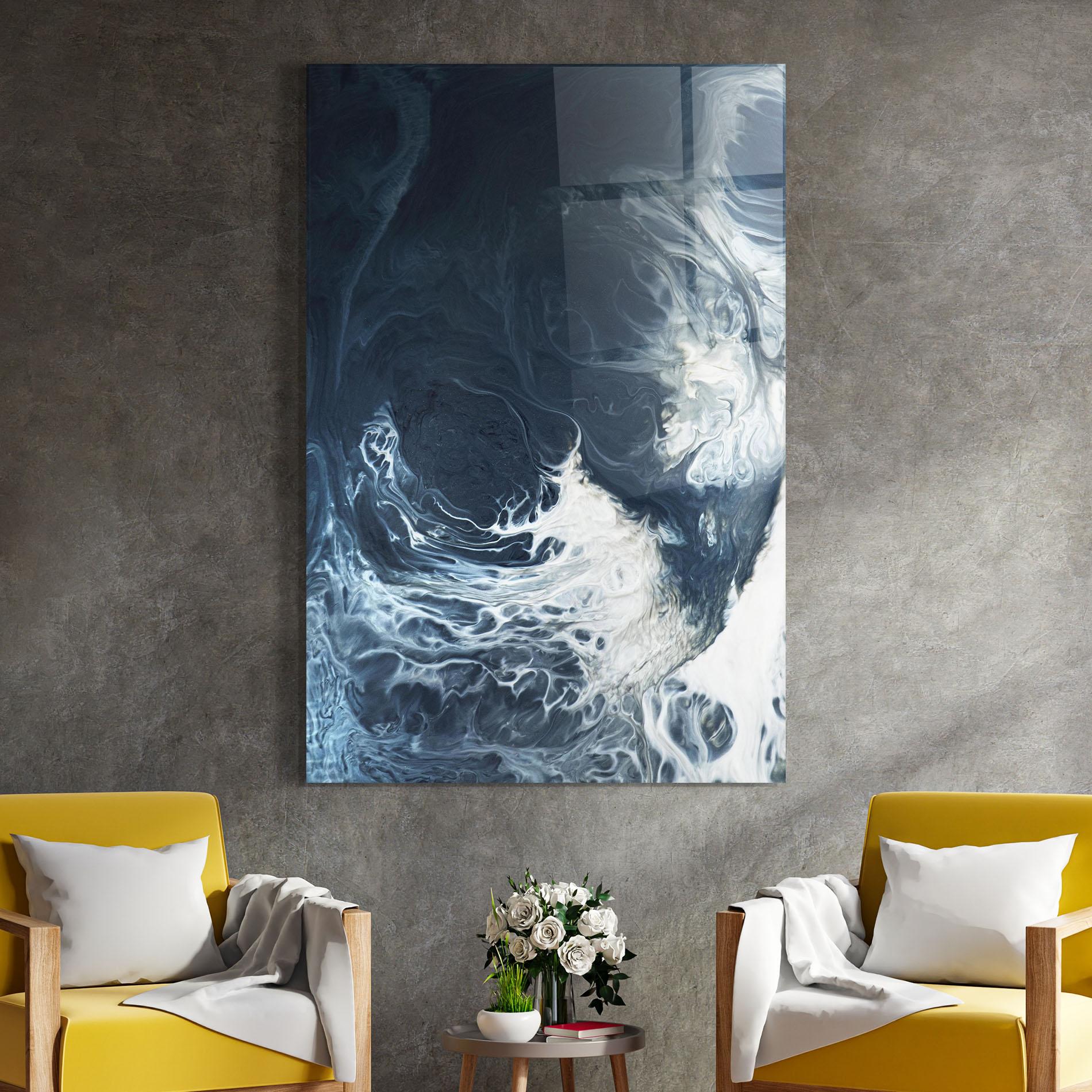 Glasbild Dark Blue Wave mockup 4