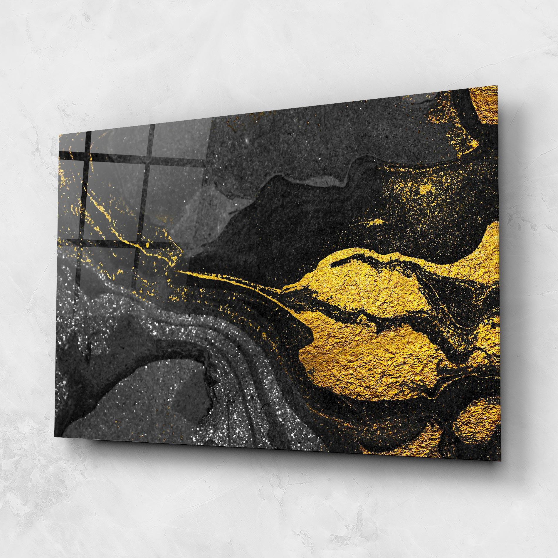 Glasbild Black And Gold Texture mockup 1