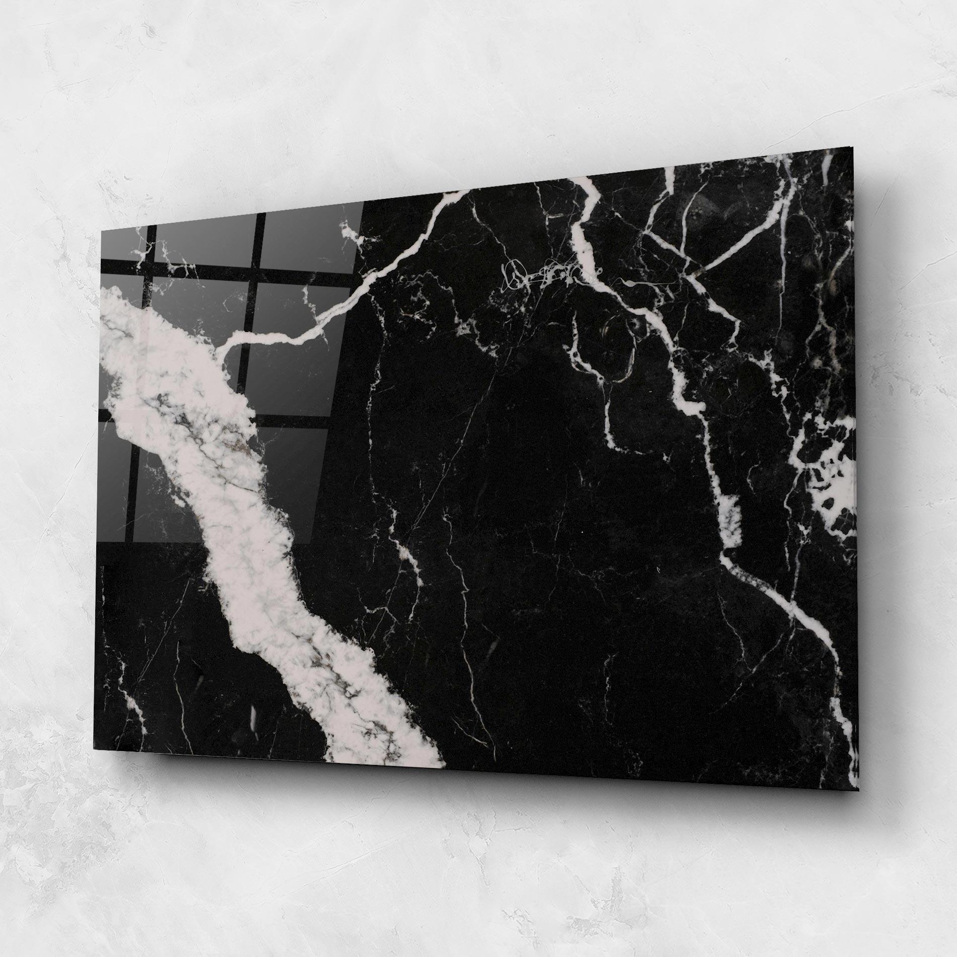 Glasbild Black Marble Light Grey mockup 1