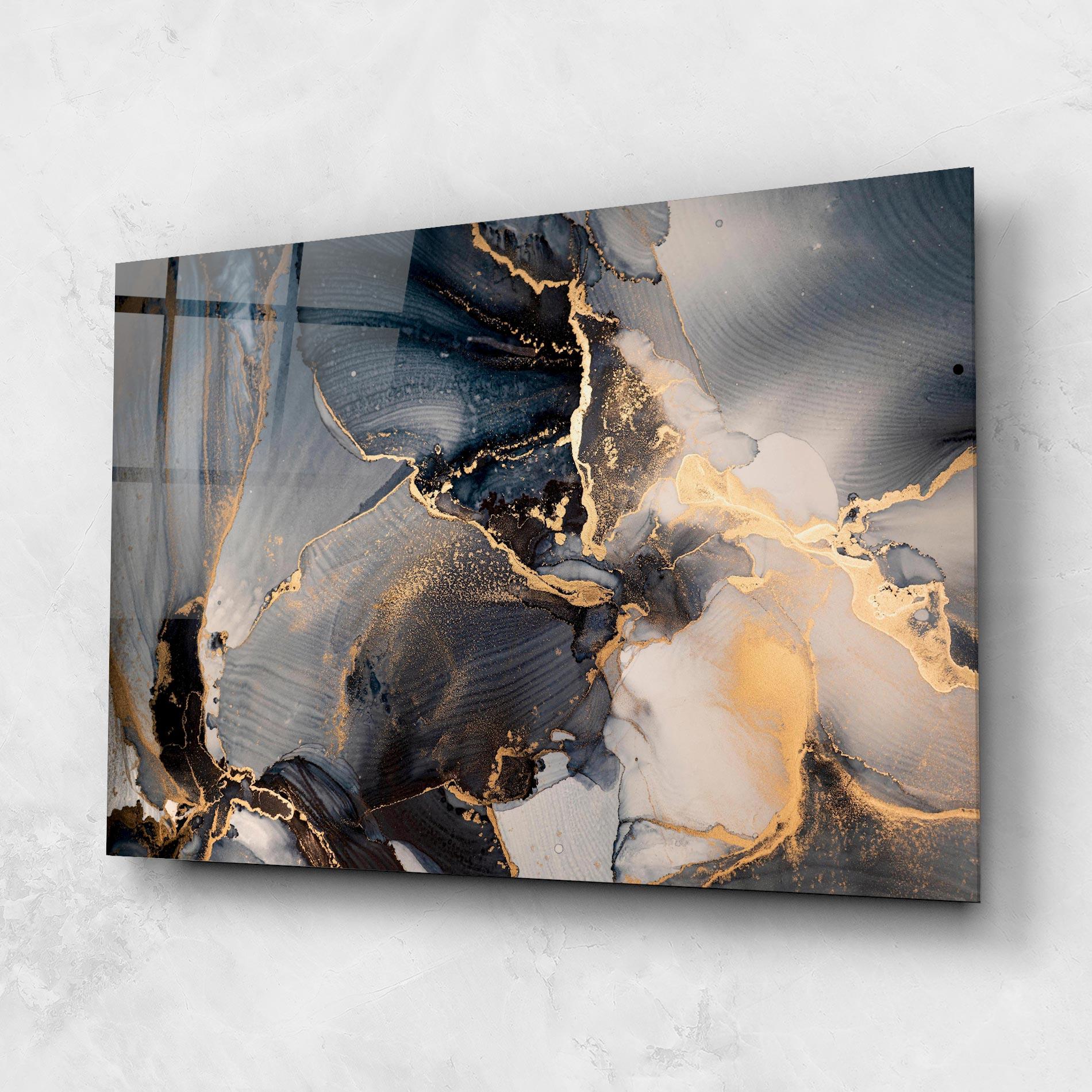 Glasbild Golden Abstract Marble mockup 1