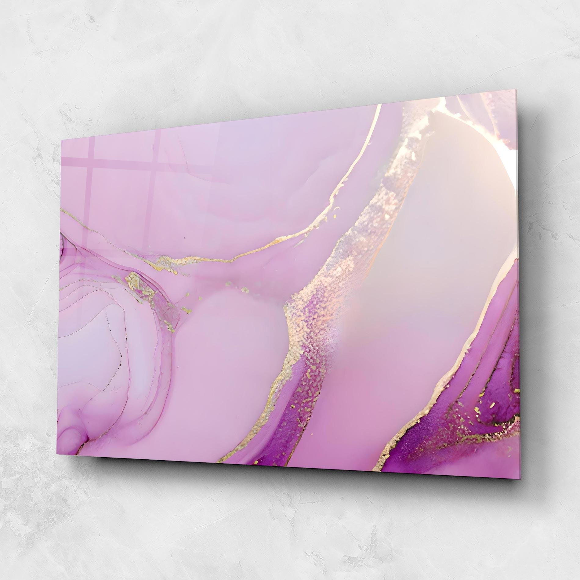 Glasbild Golden Purple Marble mockup 1
