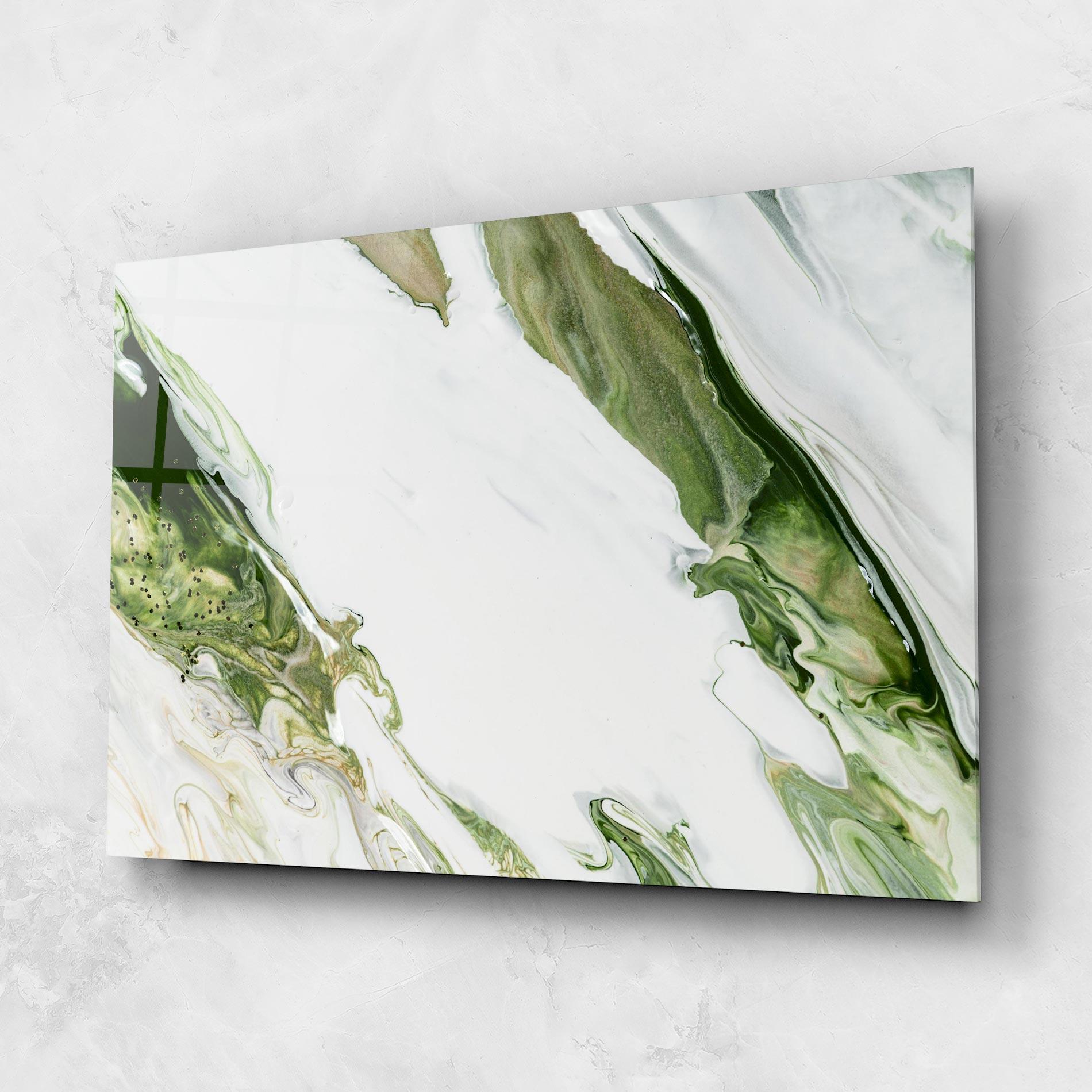 Glasbild Green Liquid Marble mockup 1