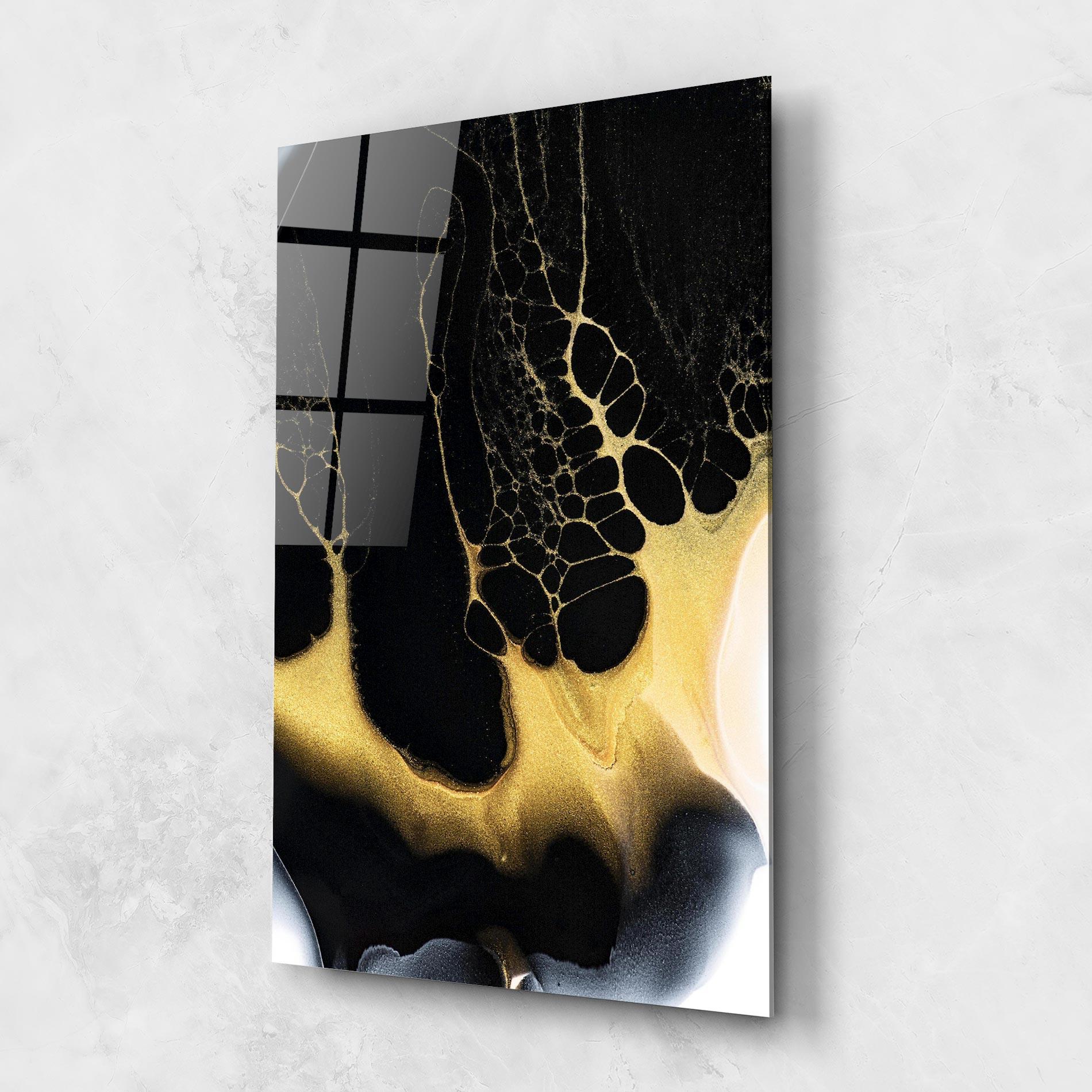 Glasbild Black Golden Marble mockup 1