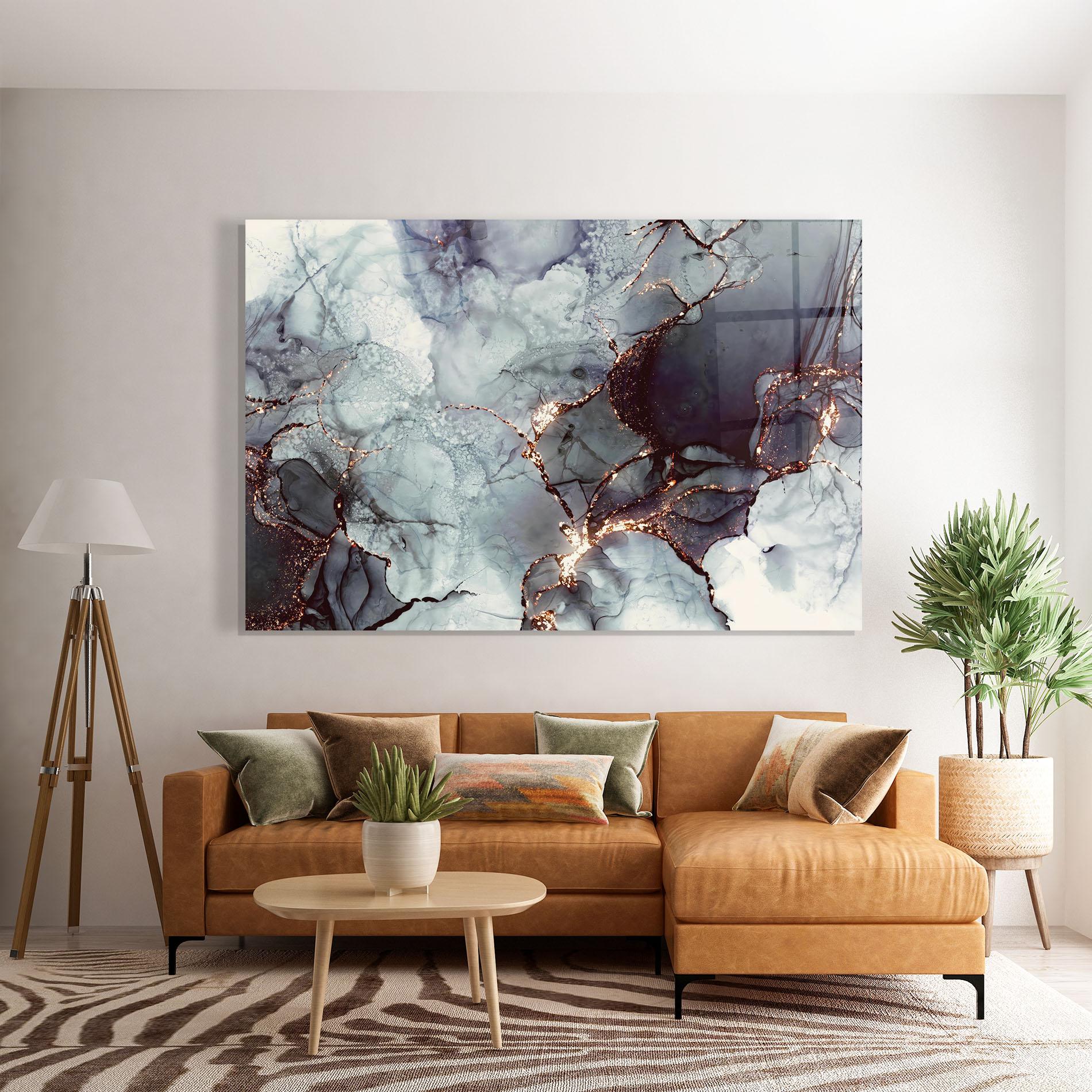 Glasbild Abstract Gold Path mockup 7