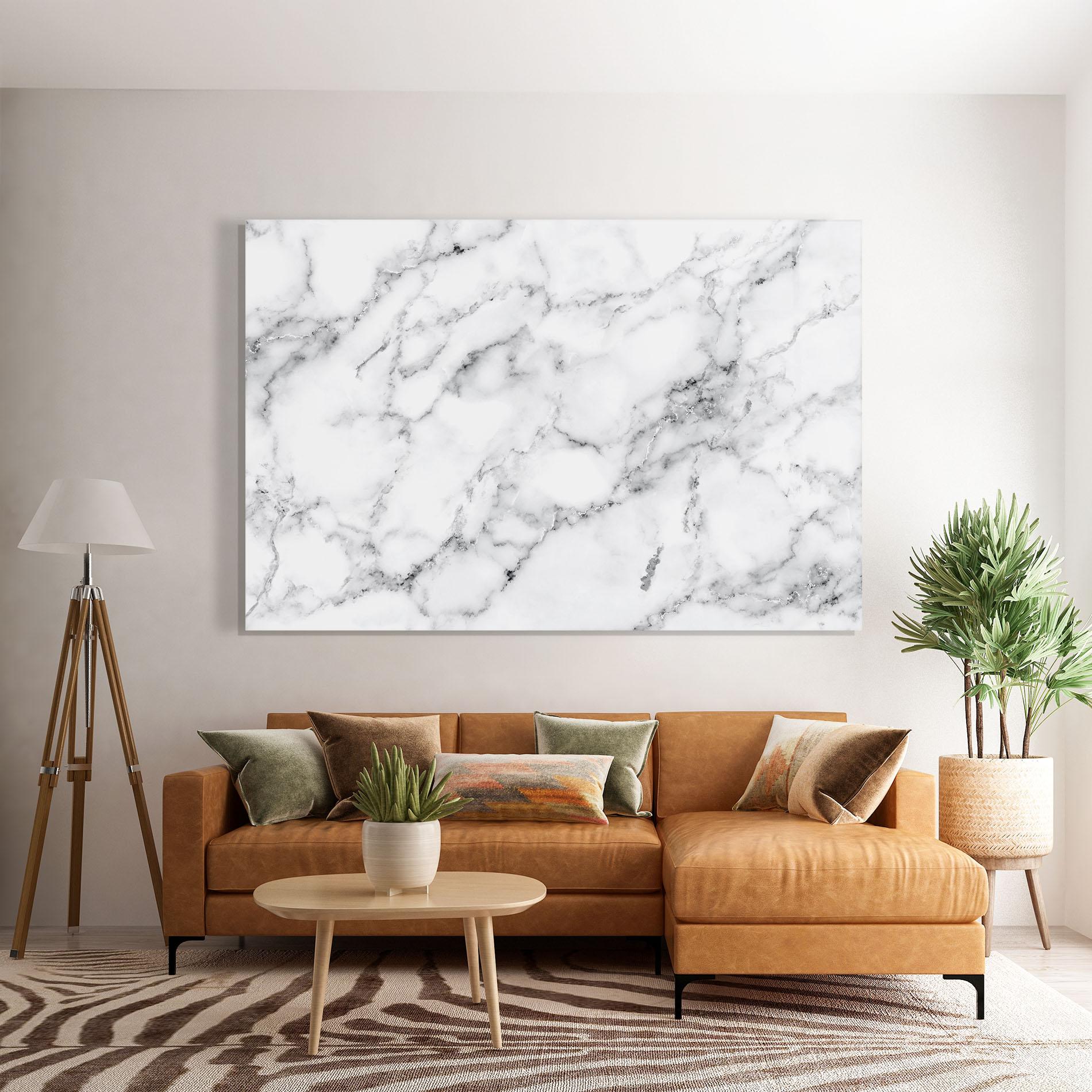 Glasbild Basic White Marble mockup 7