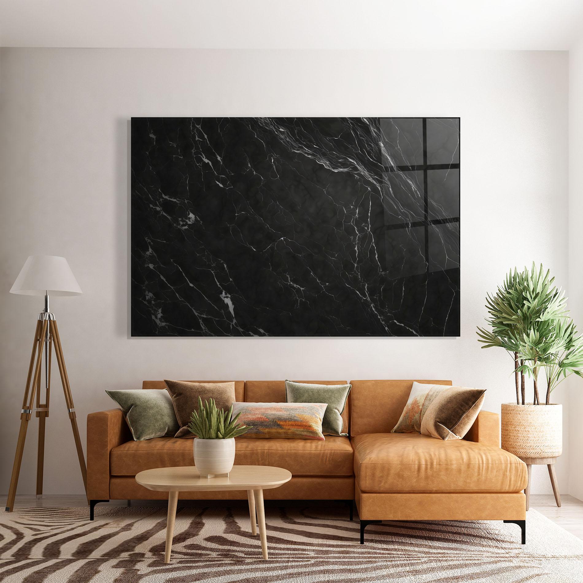 Glasbild Black Marble mockup 7