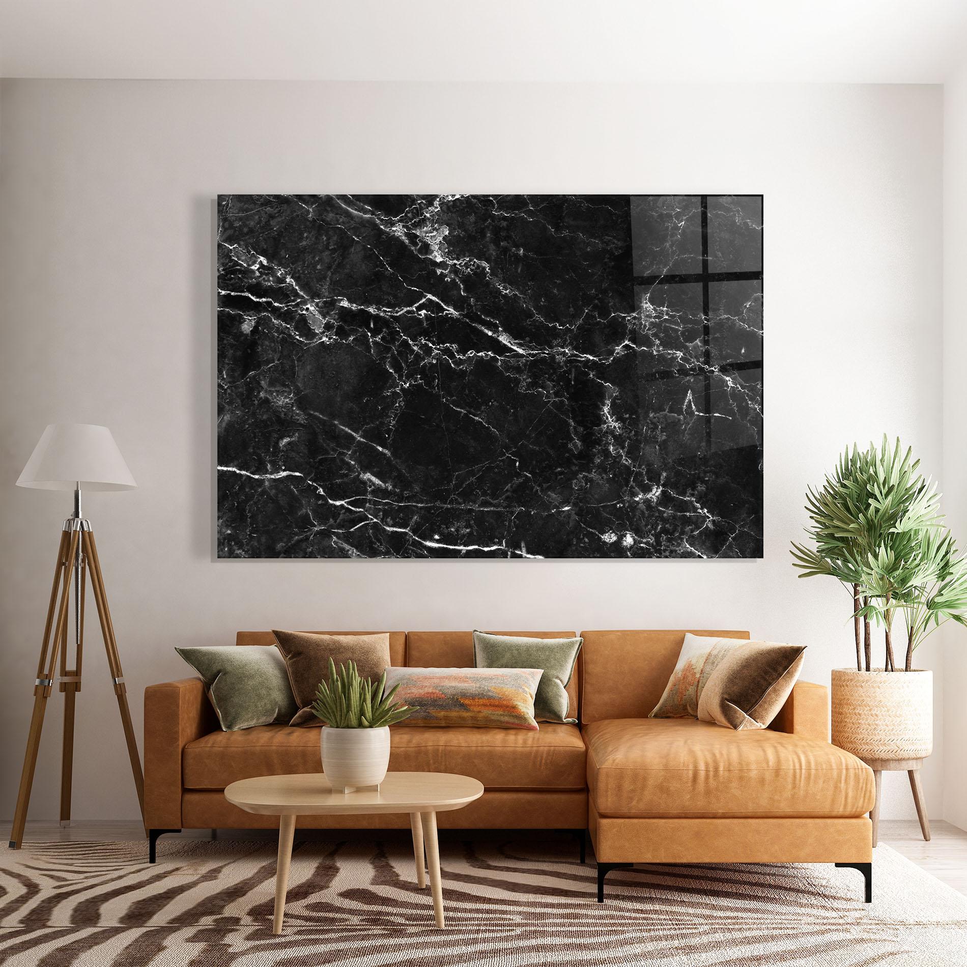 Glasbild Black White Marble mockup 7