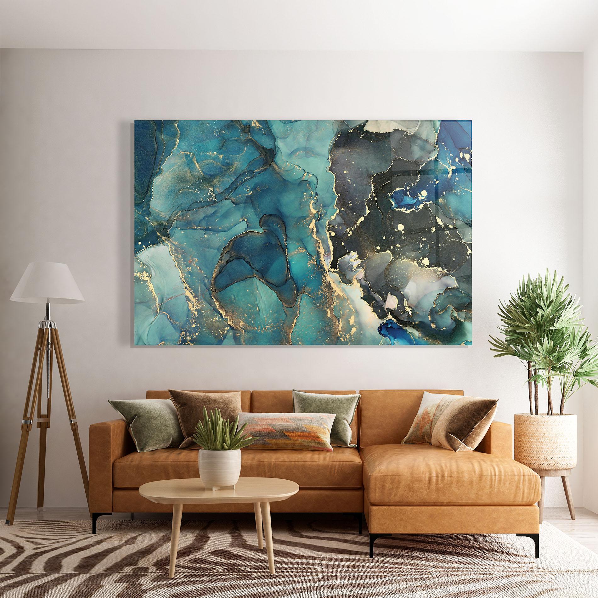 Glasbild Blue Marble mockup 7