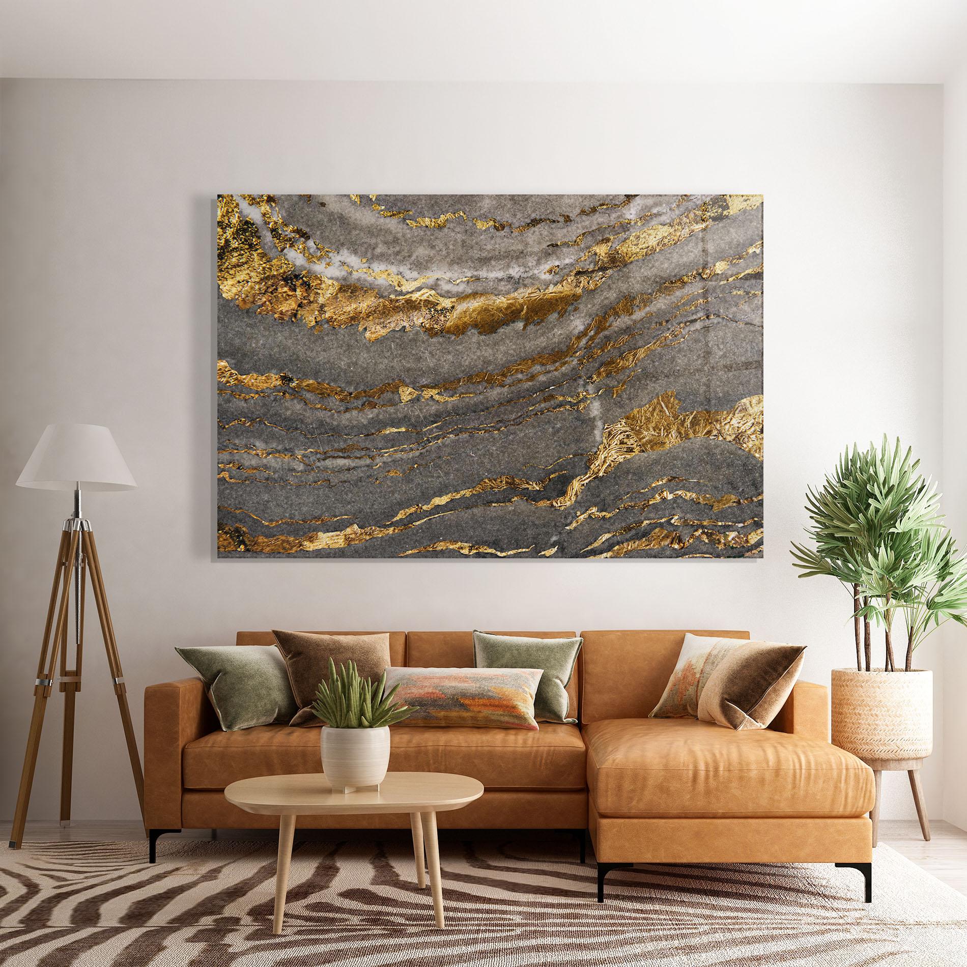 Glasbild Dark Colden Grey mockup 7