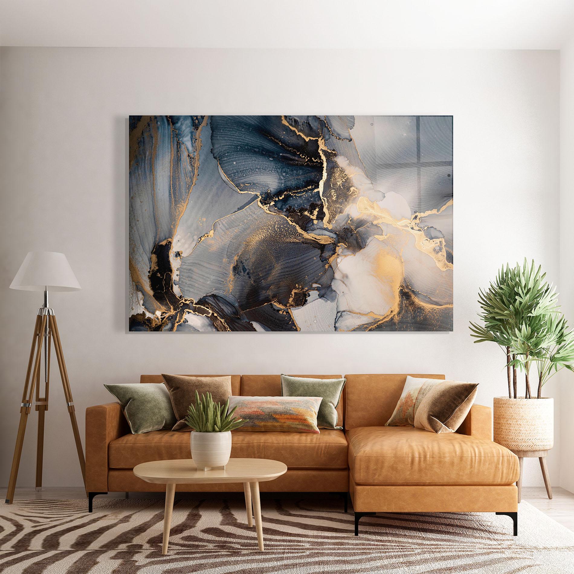 Glasbild Golden Abstract Marble mockup 7