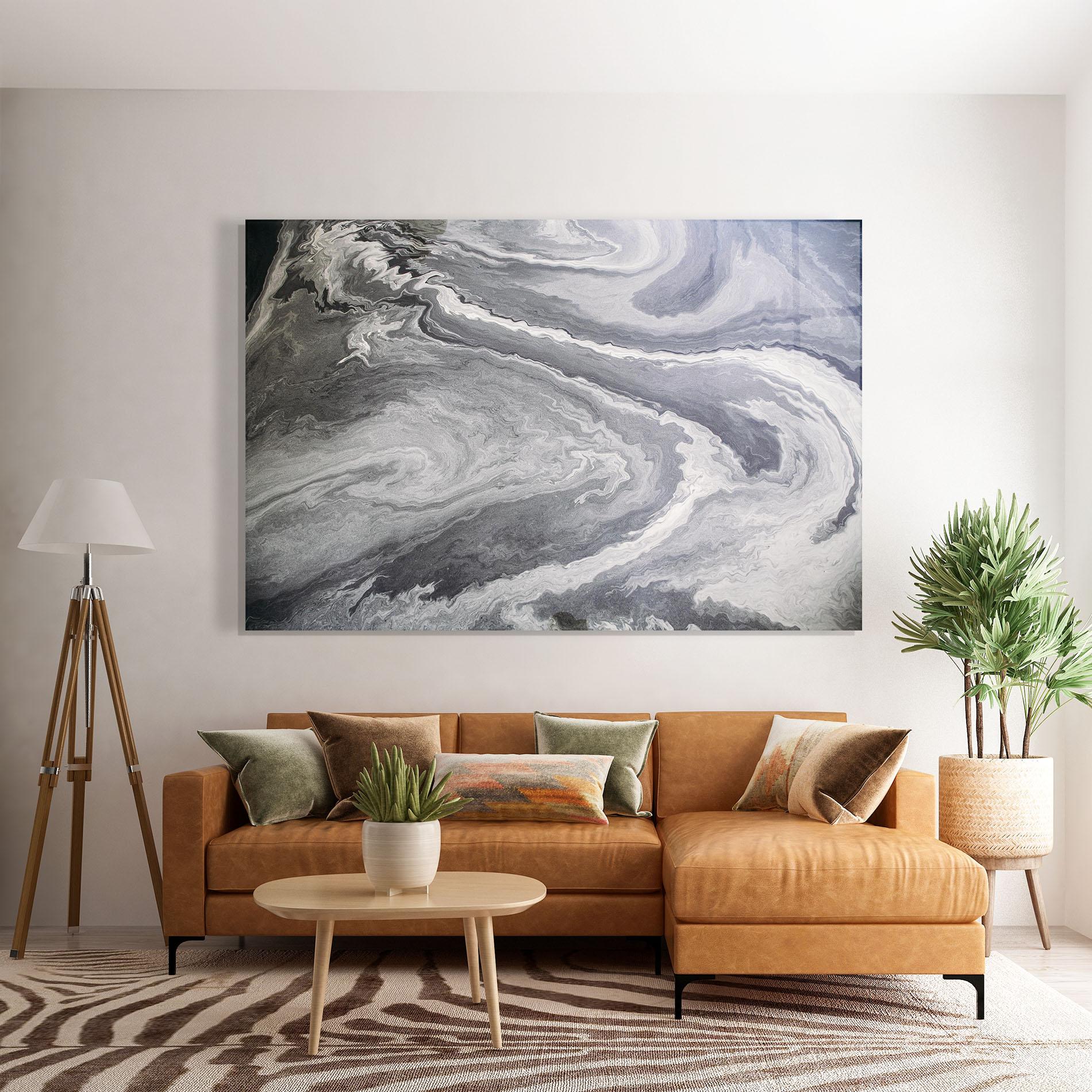 Glasbild Grey Liquid Marble mockup 7