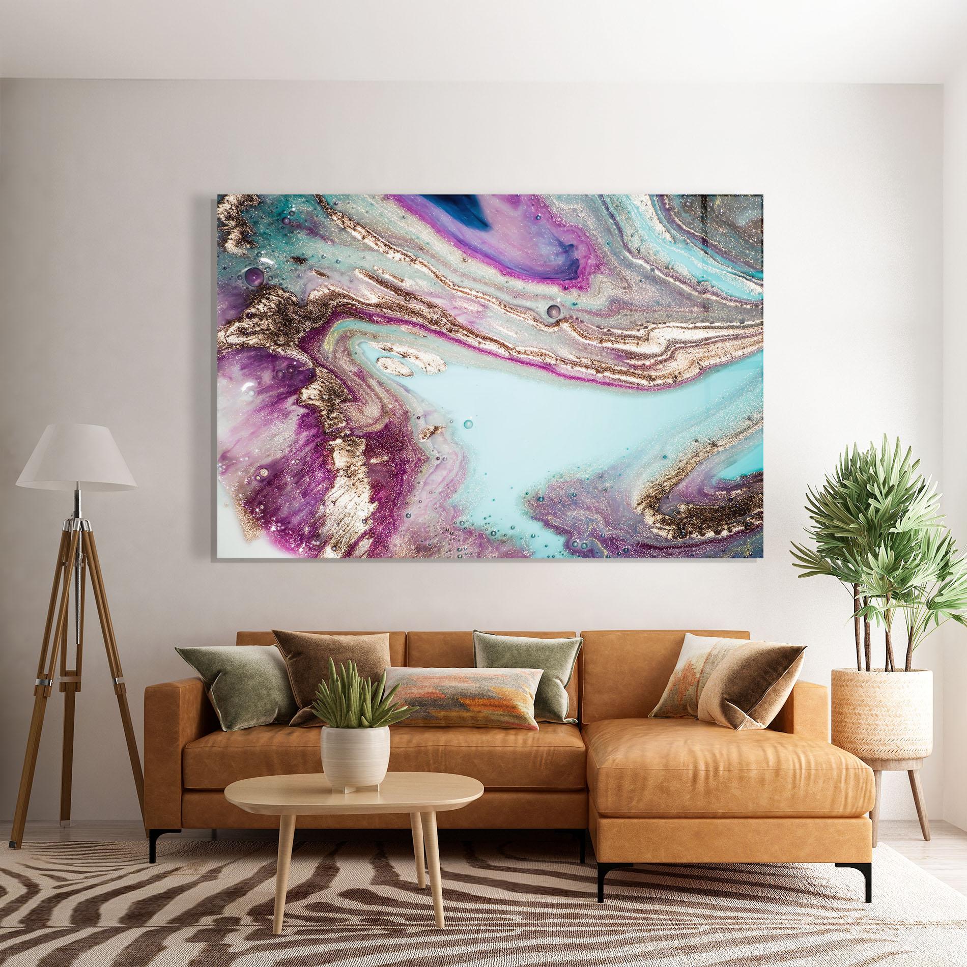 Glasbild Pink Marble Shades mockup 7