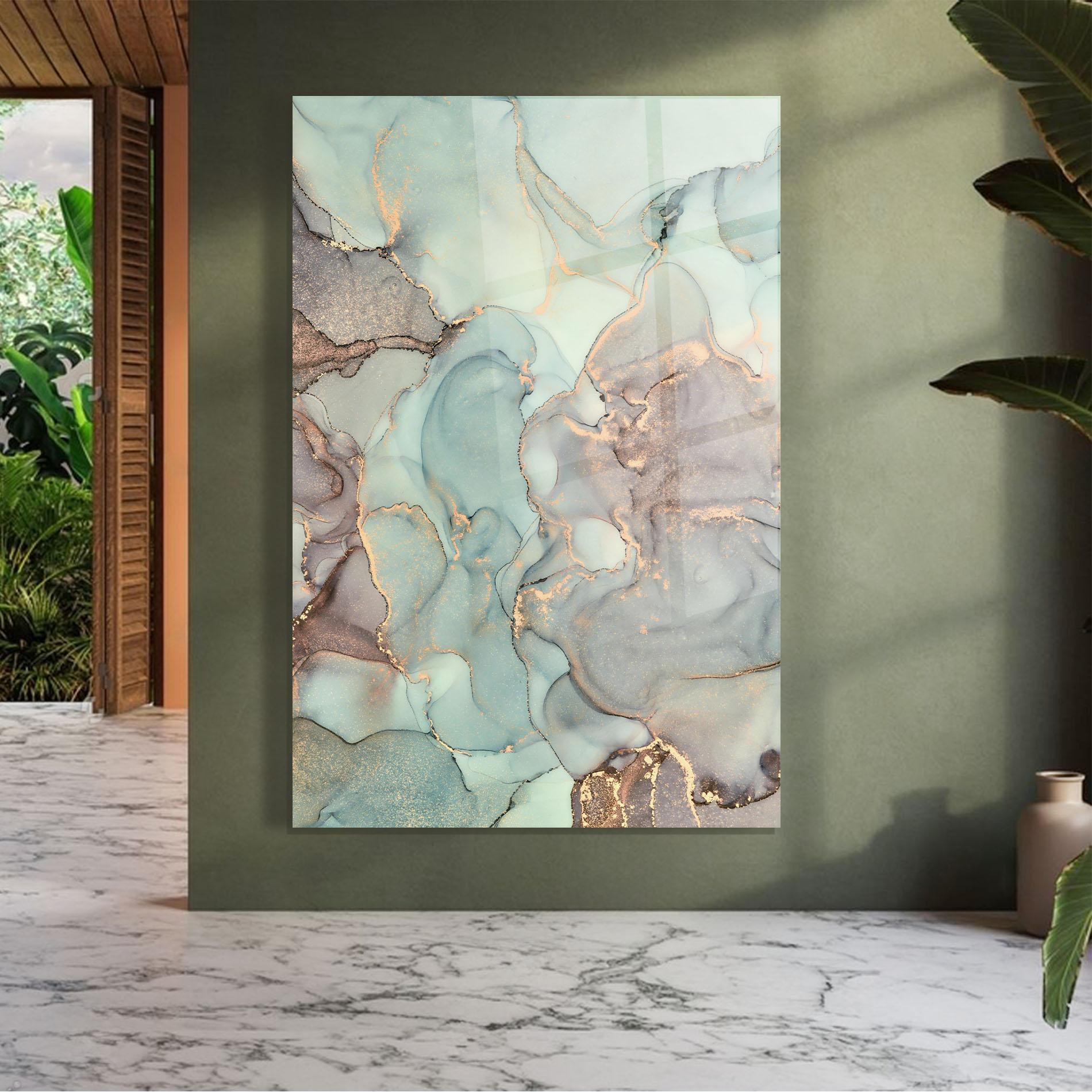 Glasbild Abstract Turquoise Marble mockup 7