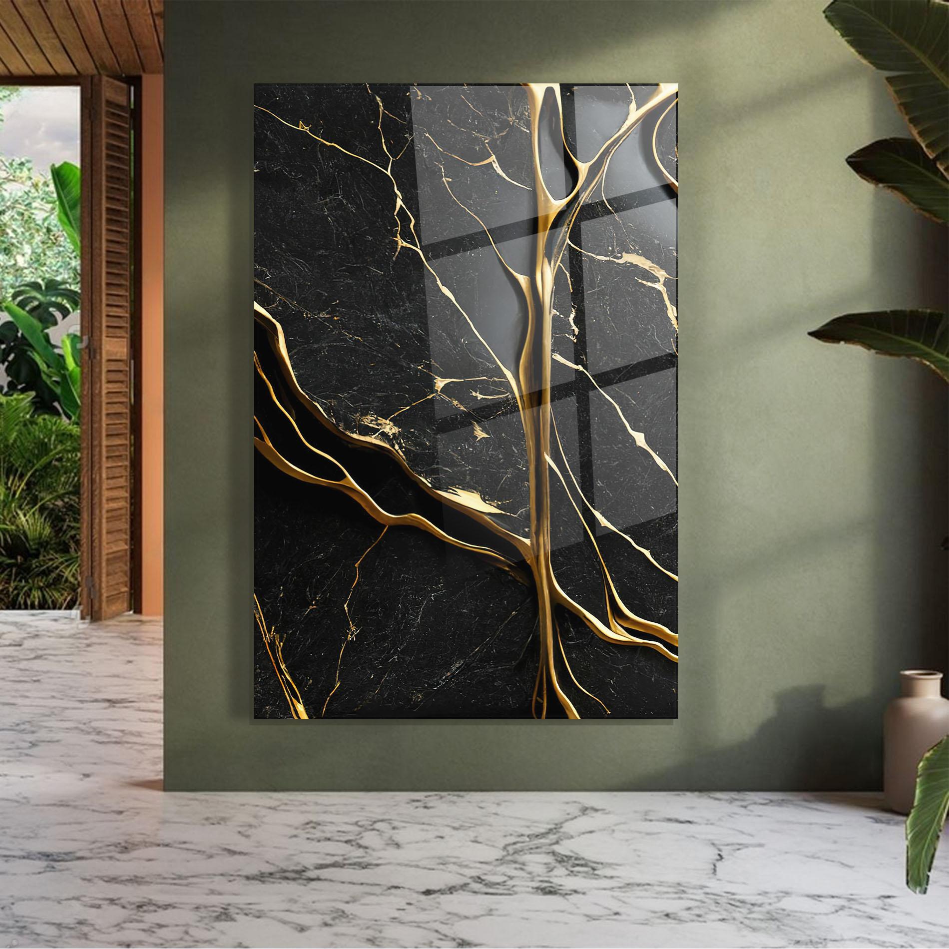 Glasbild Black Square Marble mockup 7