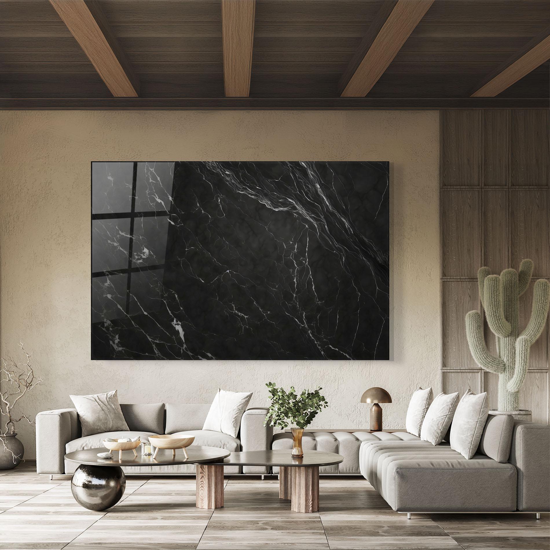 Glasbild Black Marble mockup 8