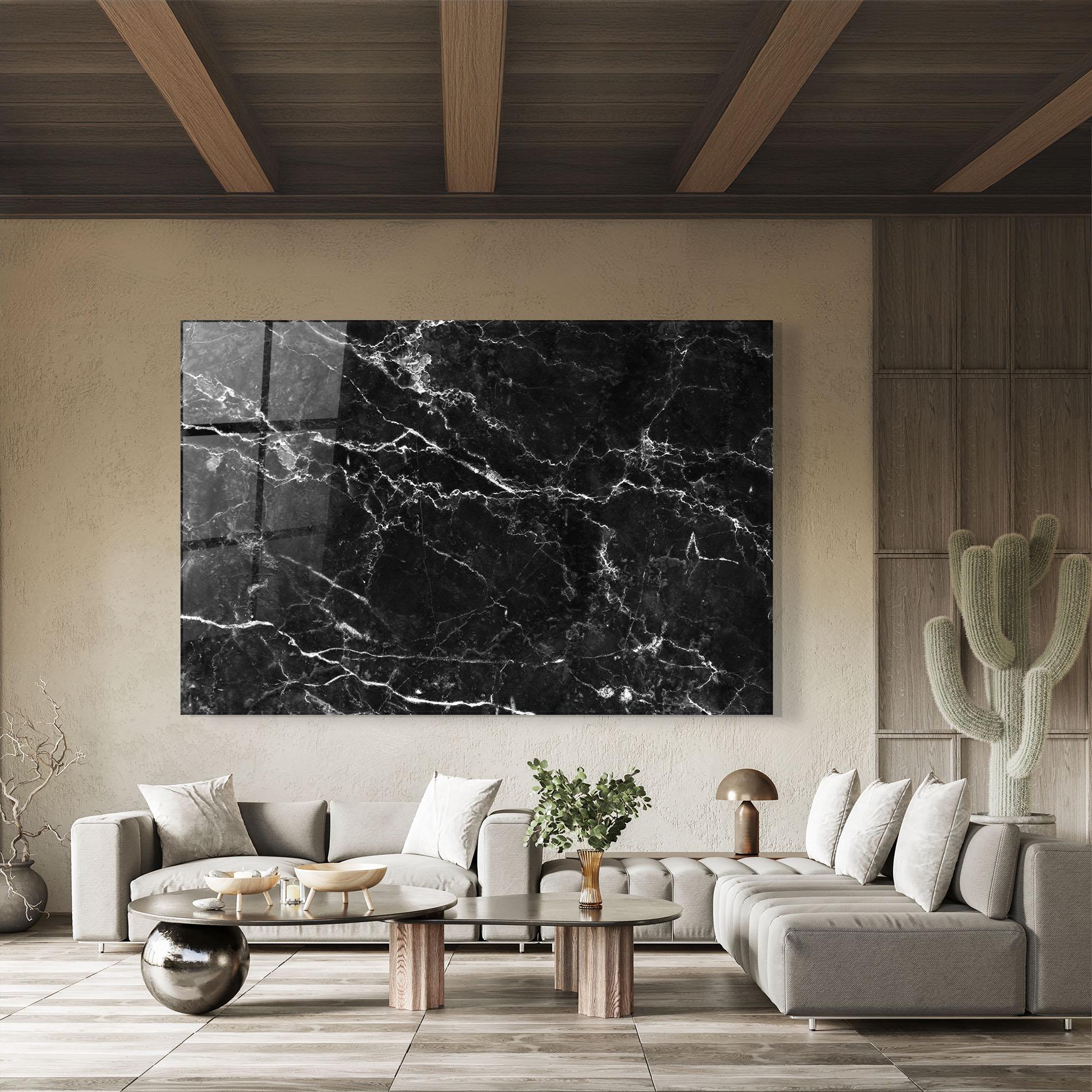 Glasbild Black White Marble mockup 8