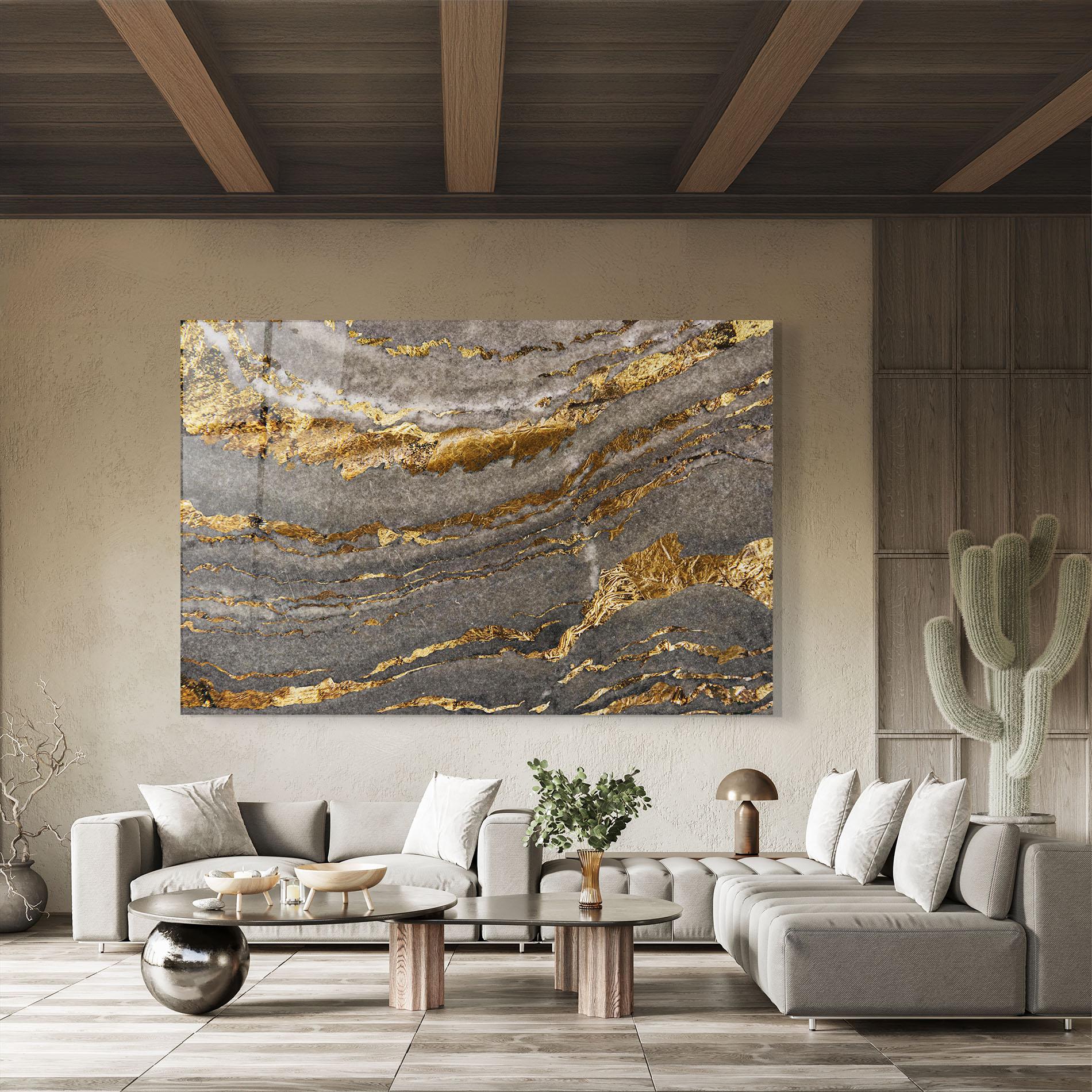 Glasbild Dark Colden Grey mockup 8