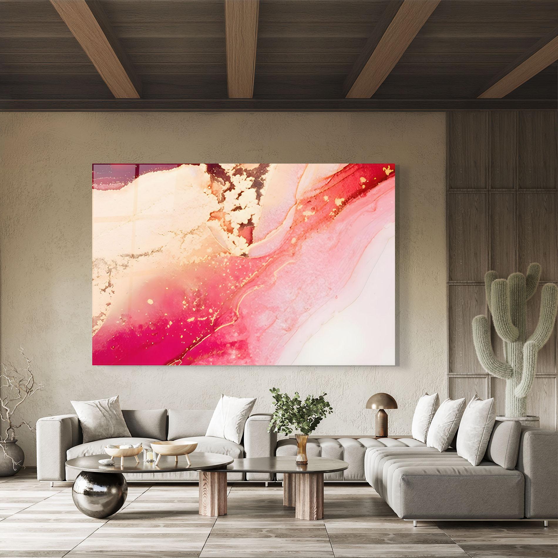 Glasbild Dark Pink Marble mockup 8