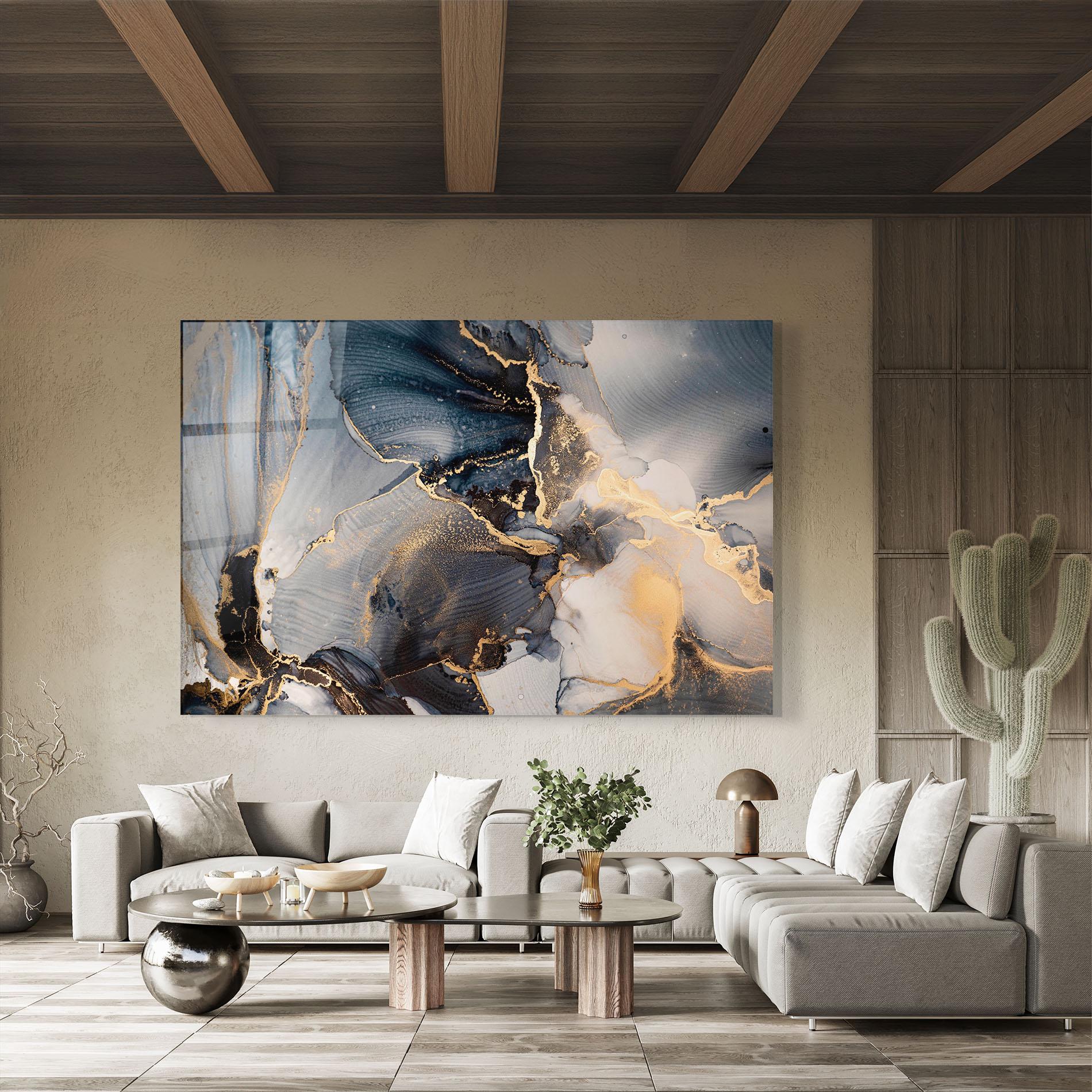 Glasbild Golden Abstract Marble mockup 8