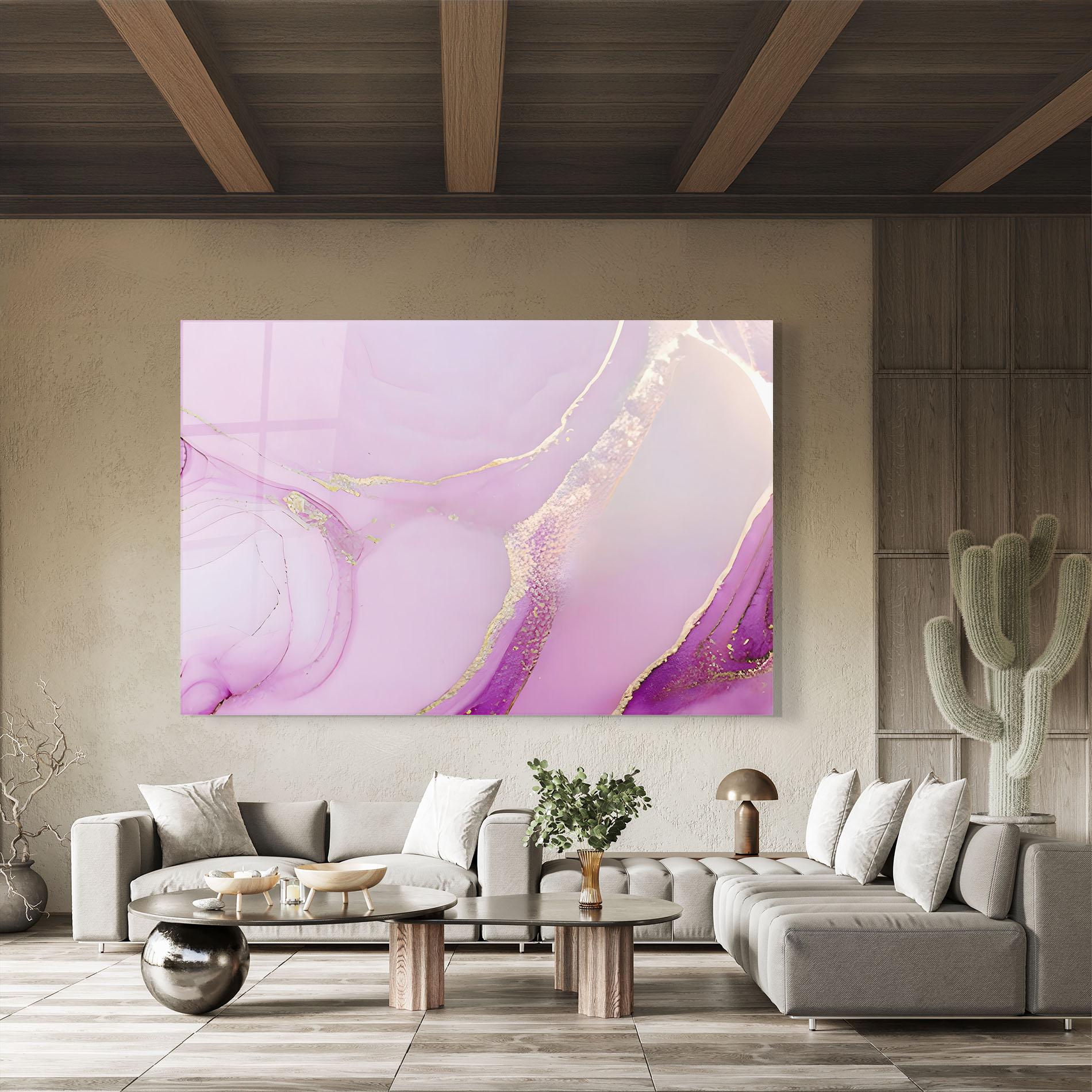 Glasbild Golden Purple Marble mockup 8