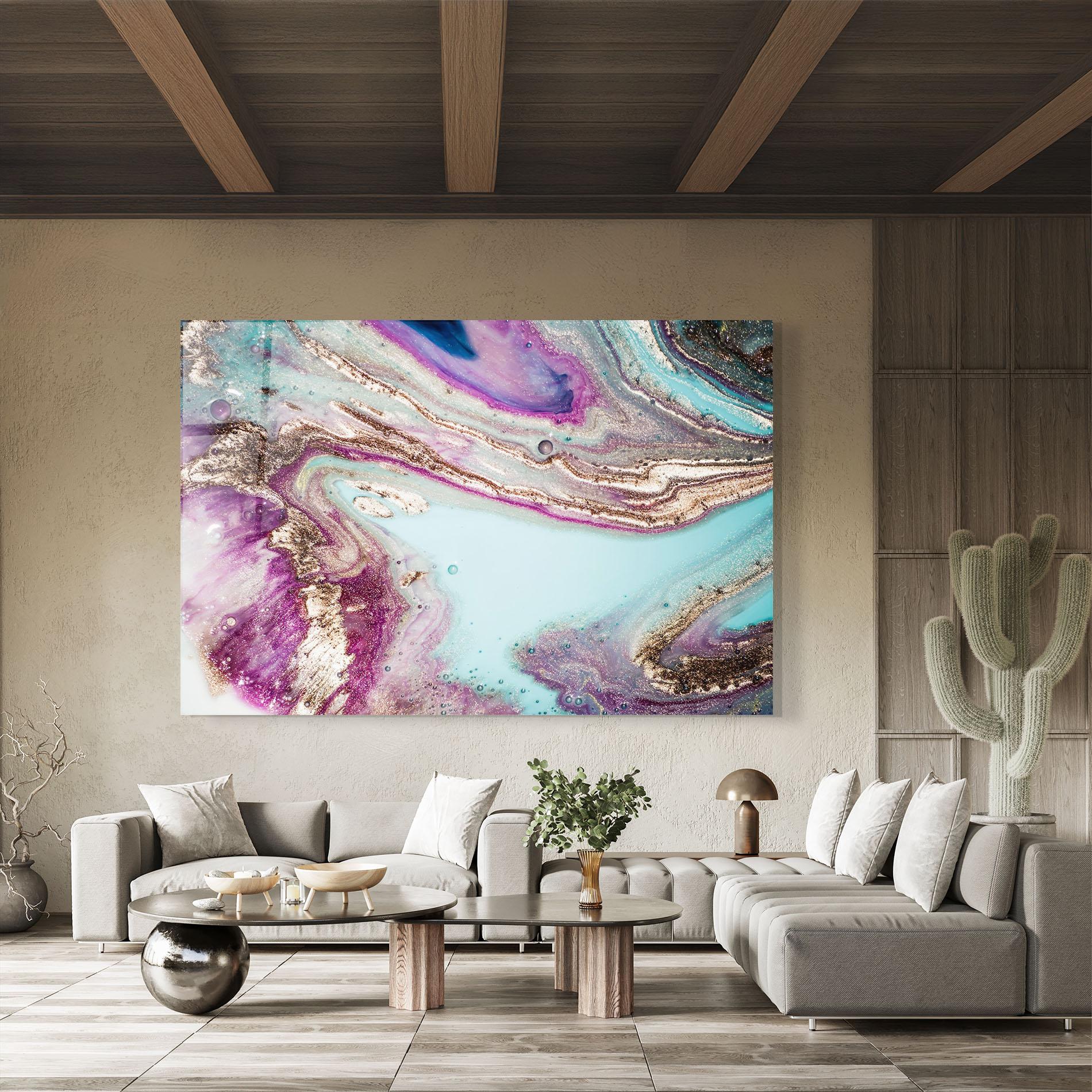 Glasbild Pink Marble Shades mockup 8