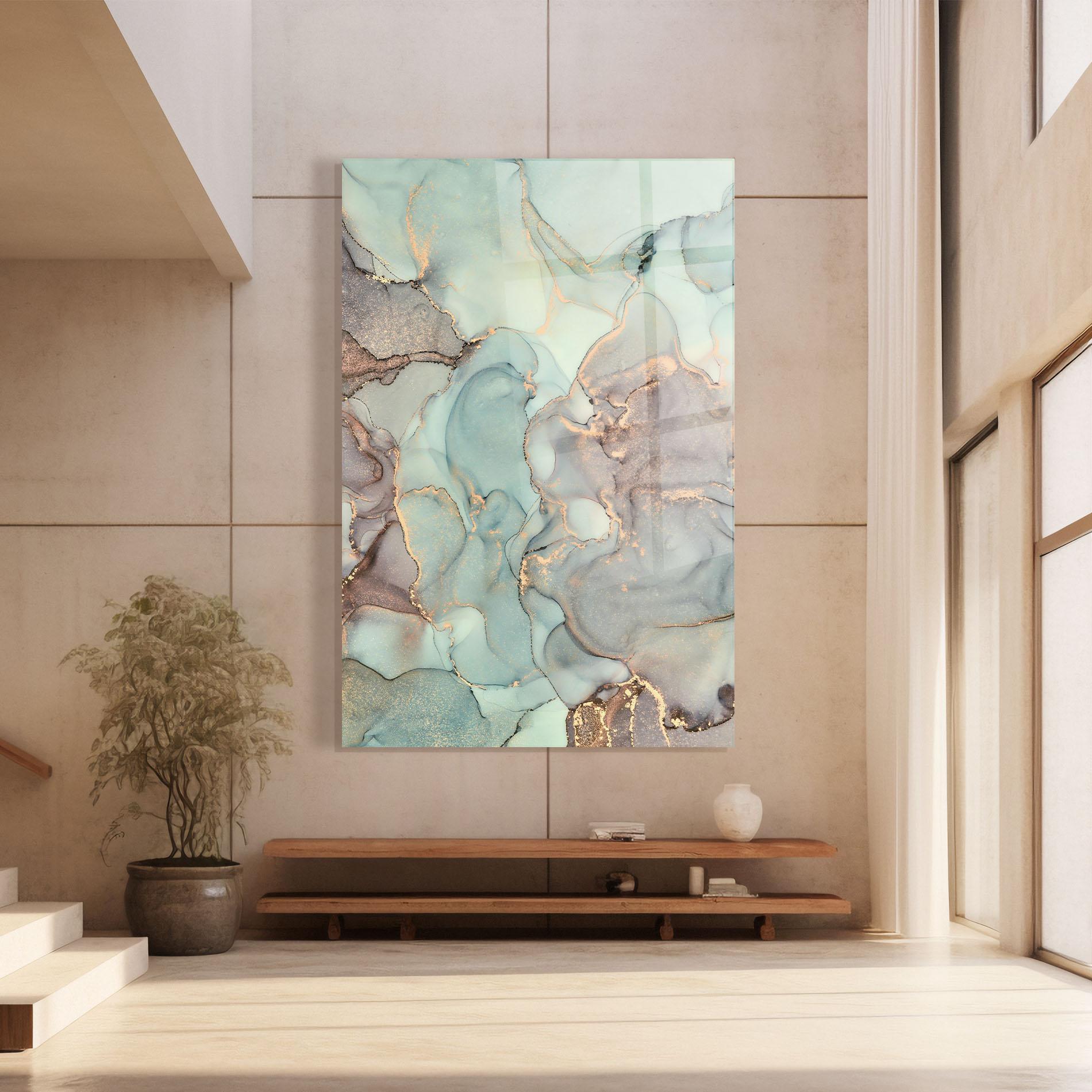 Glasbild Abstract Turquoise Marble mockup 8