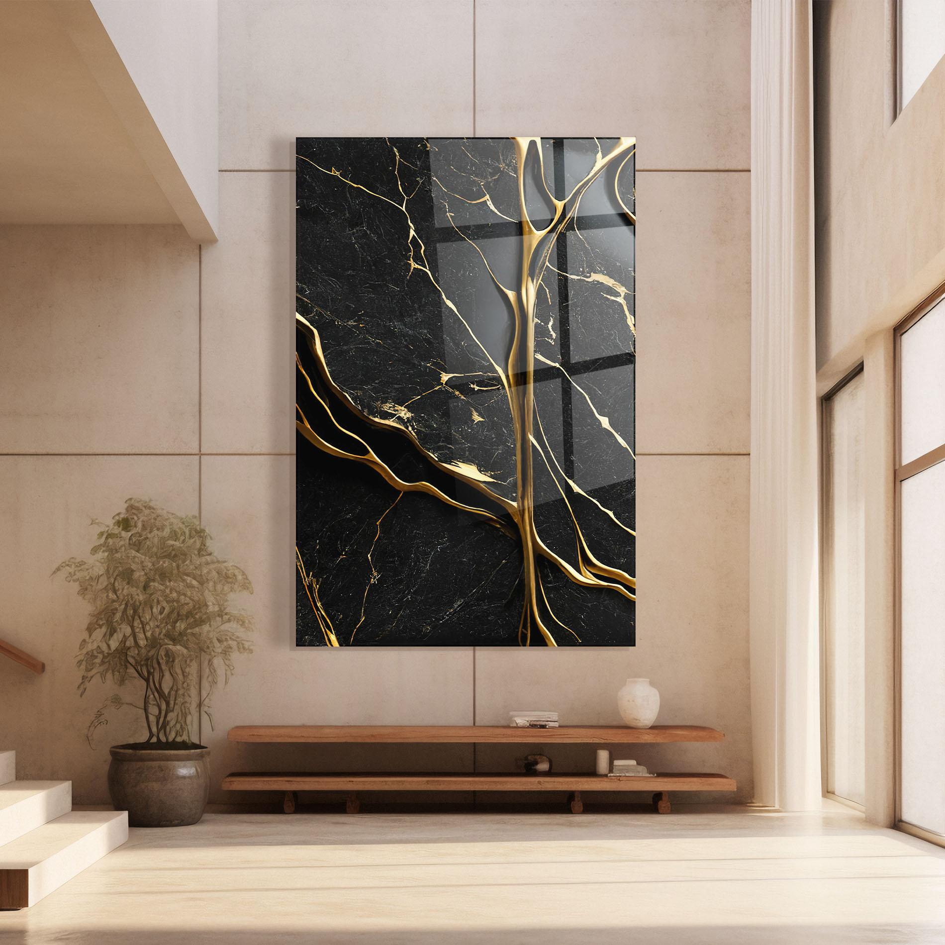 Glasbild Black Square Marble mockup 8