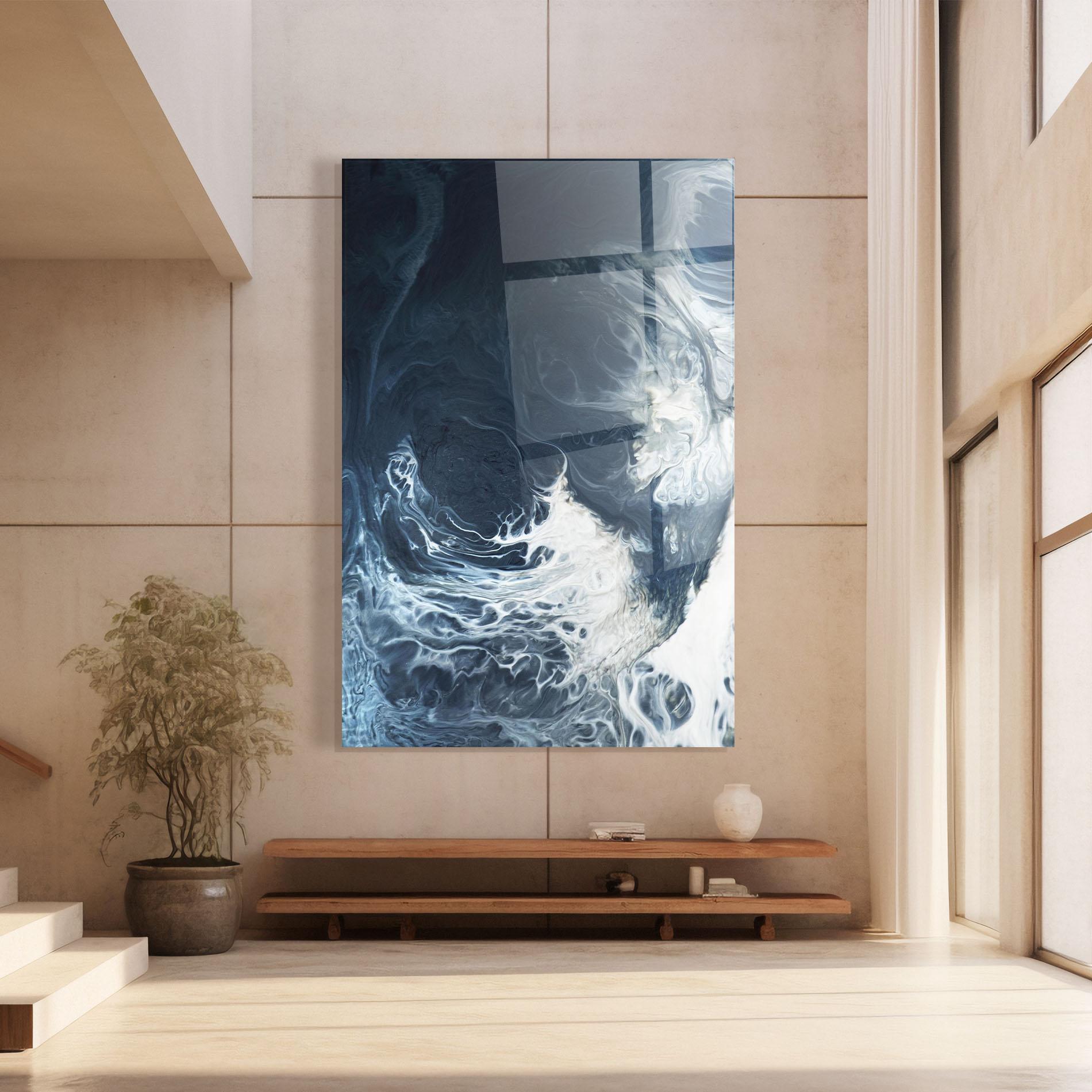 Glasbild Dark Blue Wave mockup 8