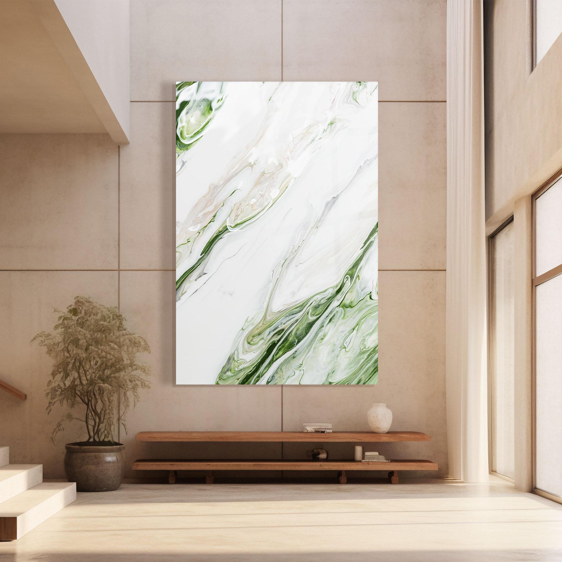 Glasbild Light Green Liquid mockup 8