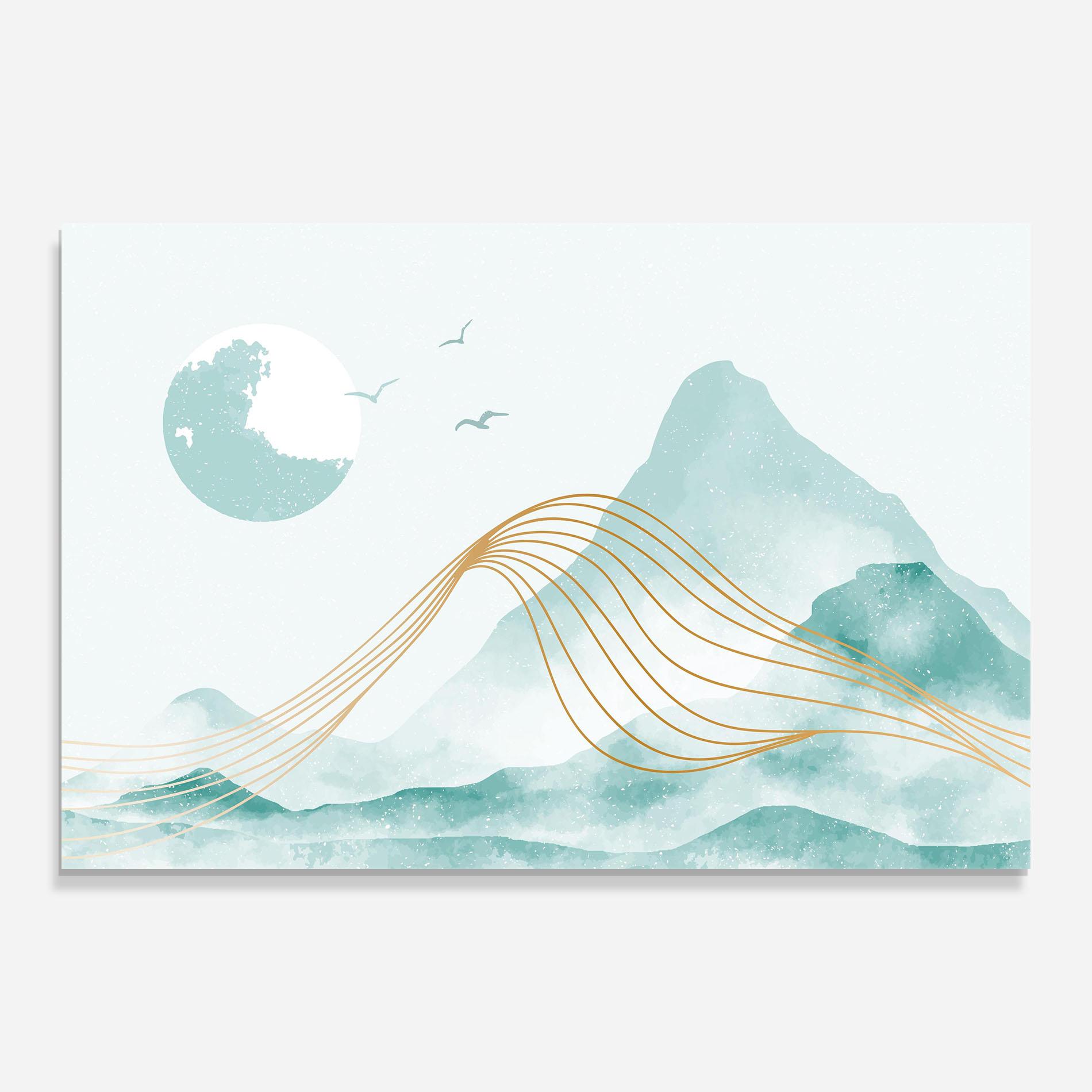 Glasbild Gold Line Mountain mockup 0