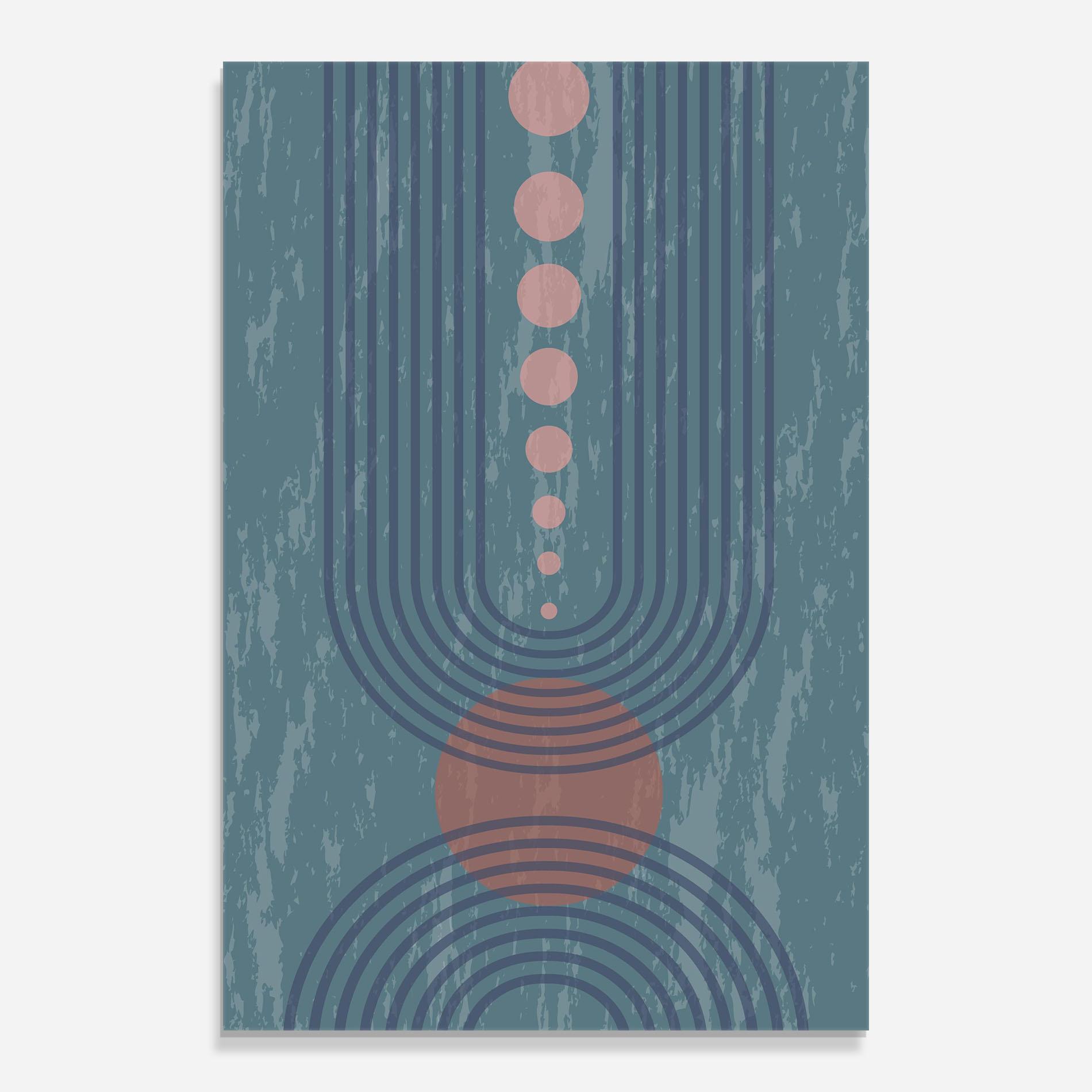 Glasbild Pink Circle On Blue mockup 0