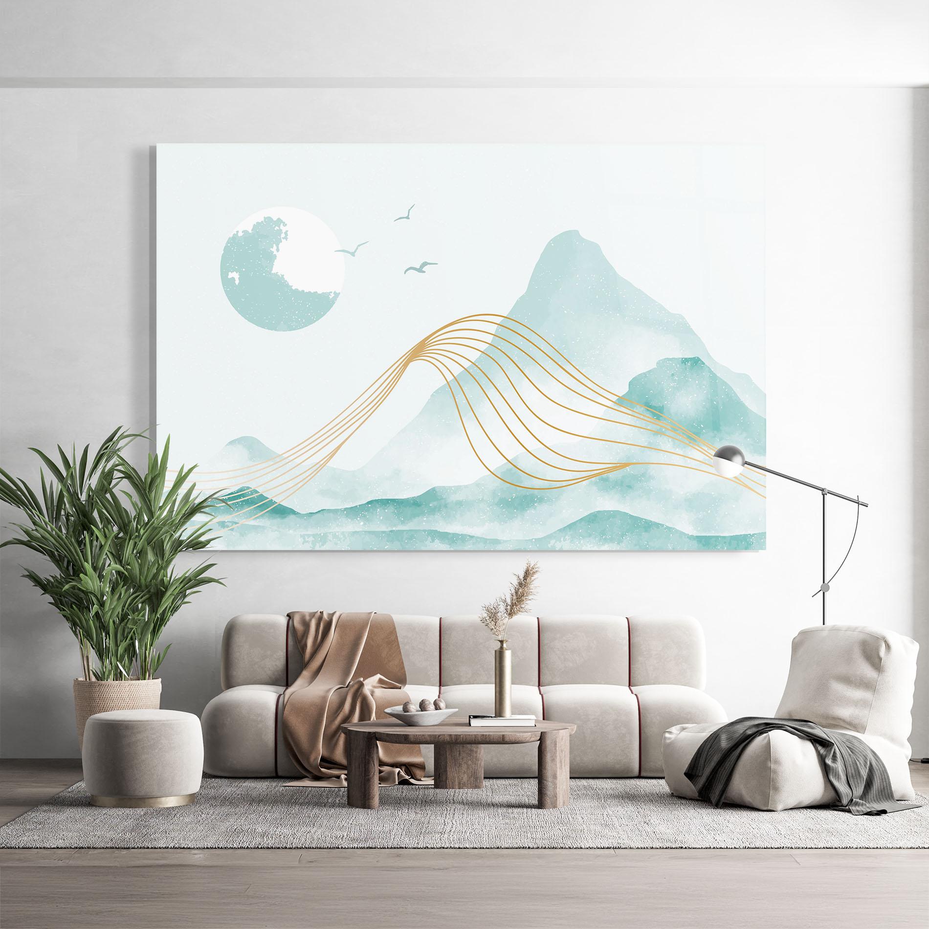 Glasbild Gold Line Mountain mockup 9