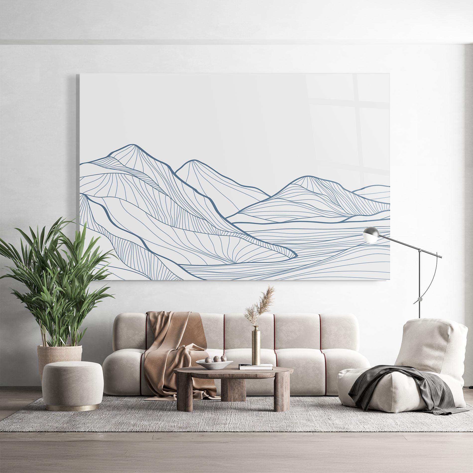 Glasbild Mountain Blue Line mockup 9