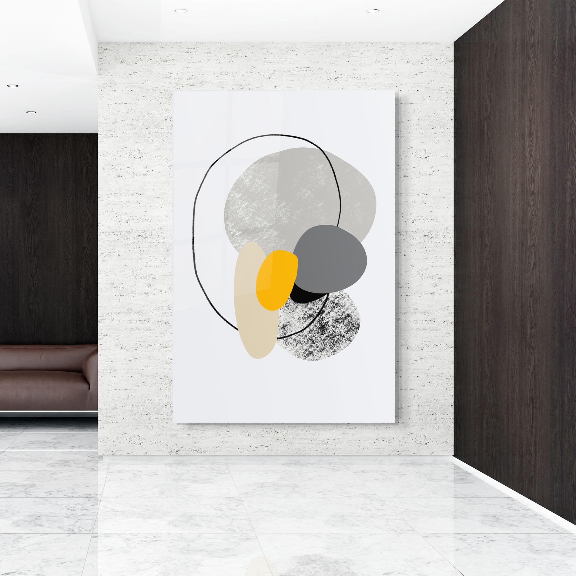 Glasbild Grey Orange Shape mockup 9