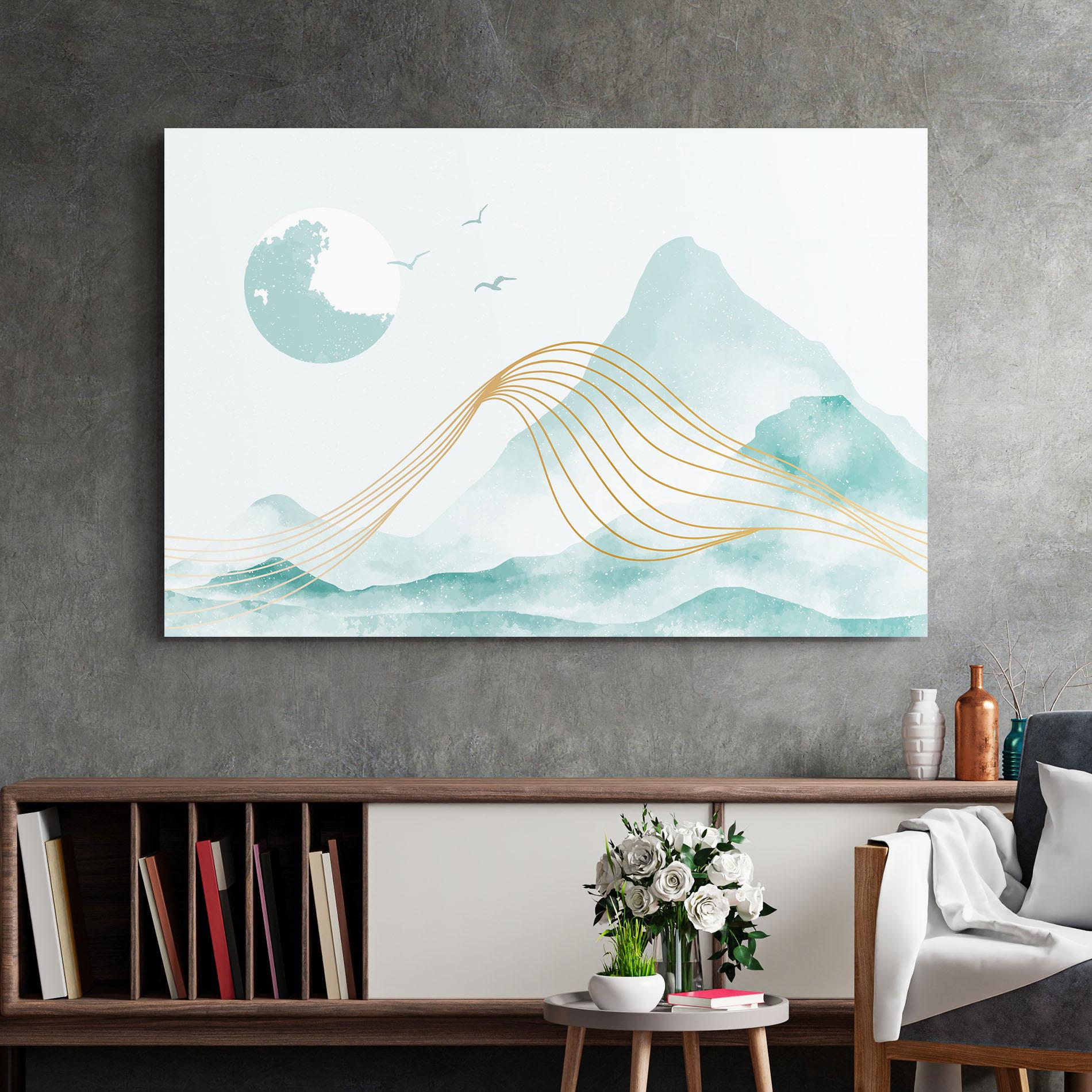 Glasbild Gold Line Mountain mockup 2