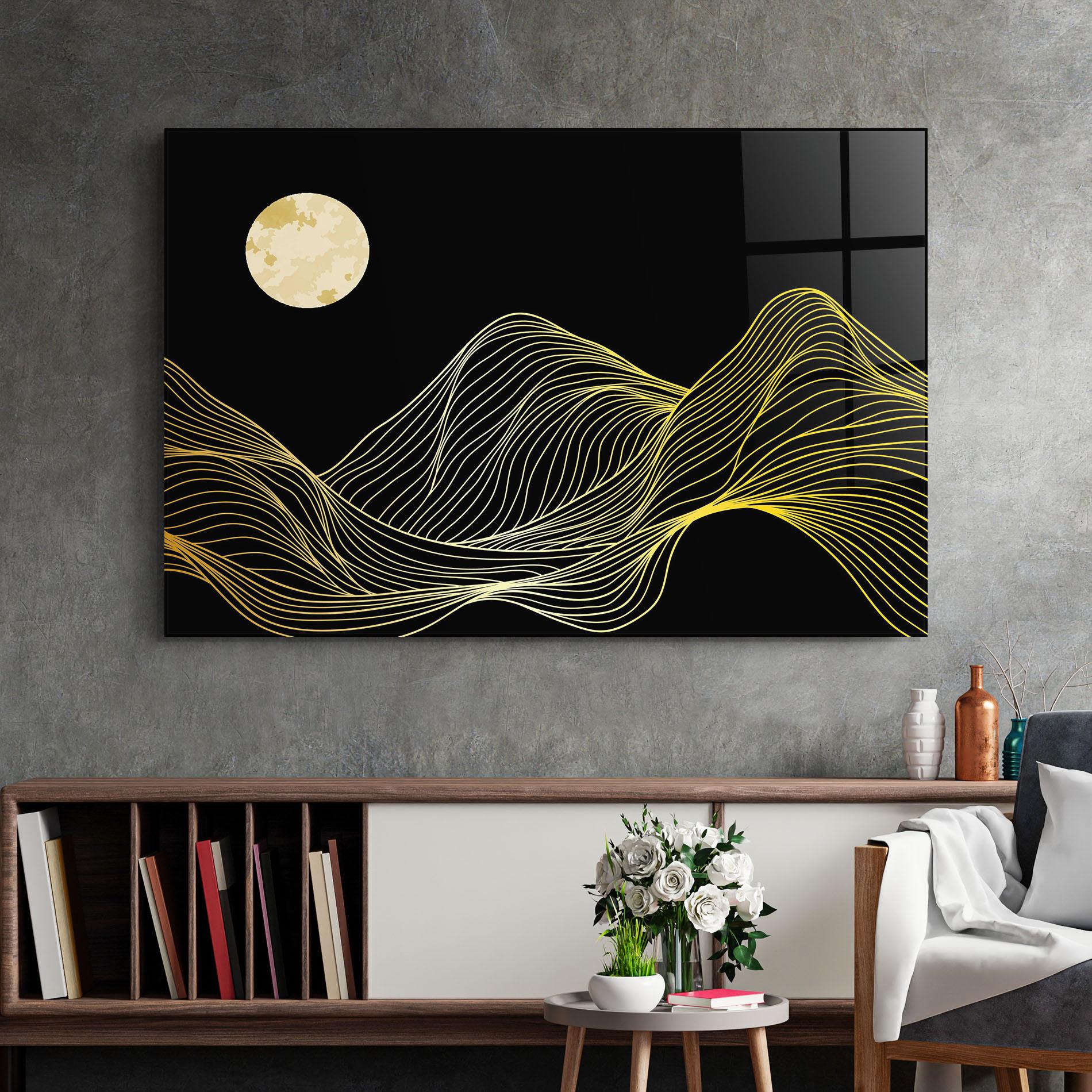 Glasbild Gold Moon mockup 2