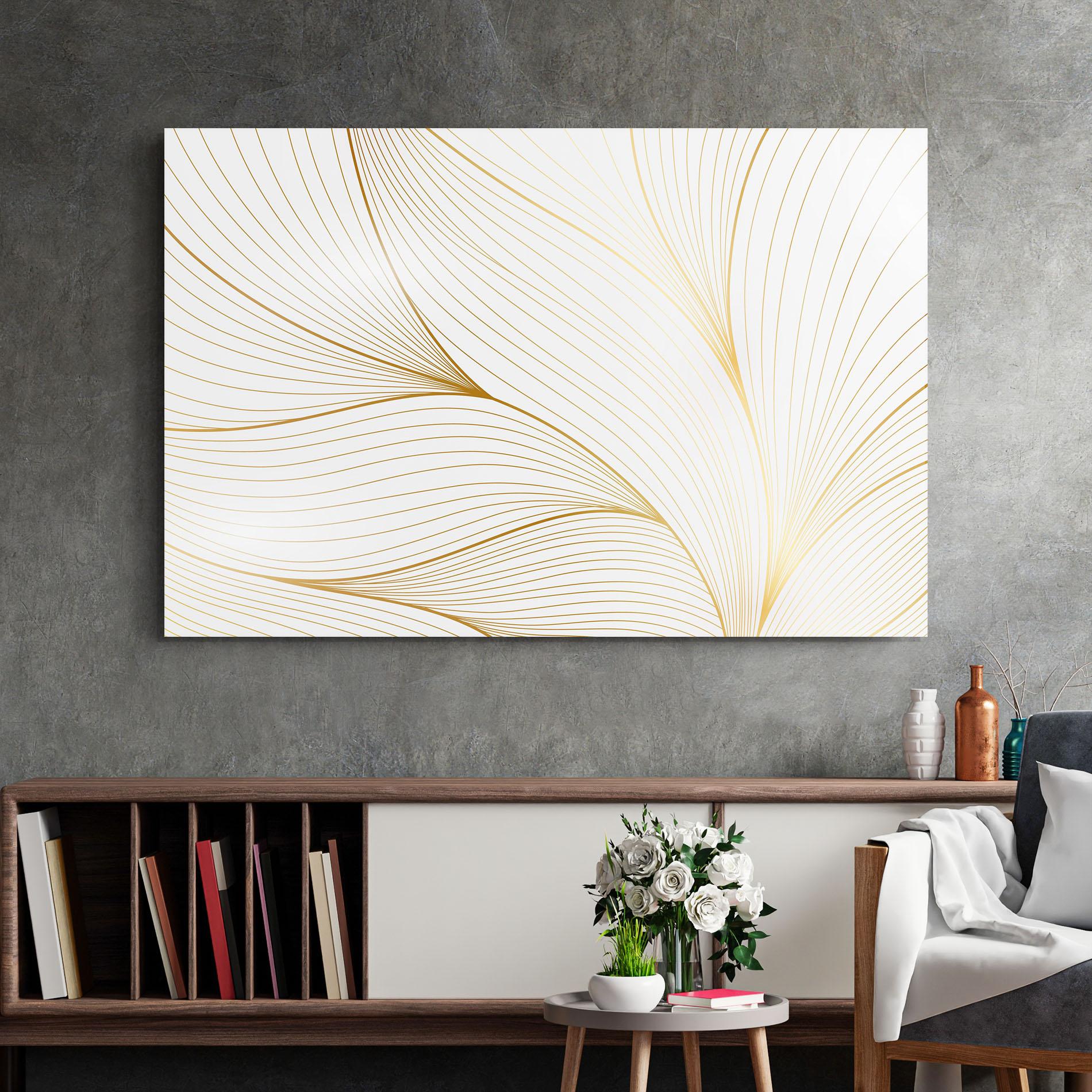 Glasbild Gold Wave mockup 2