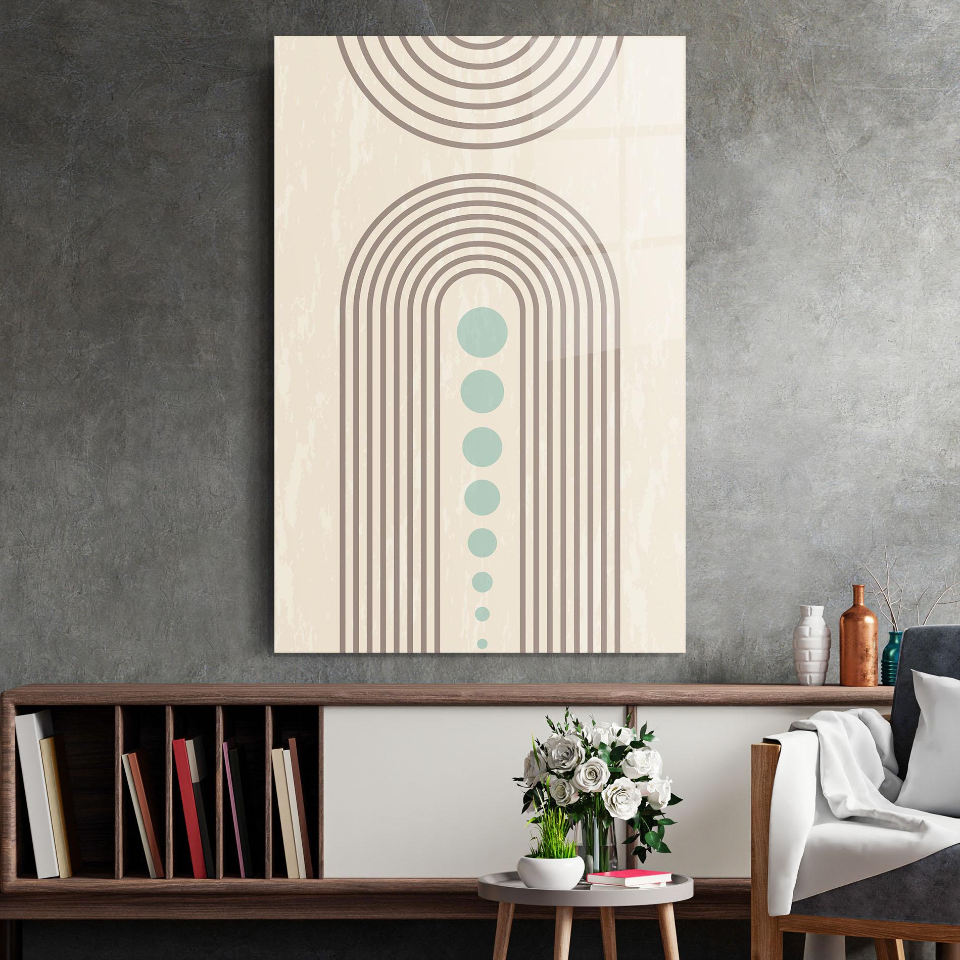 Glasbild Cream Blue Circles mockup 2