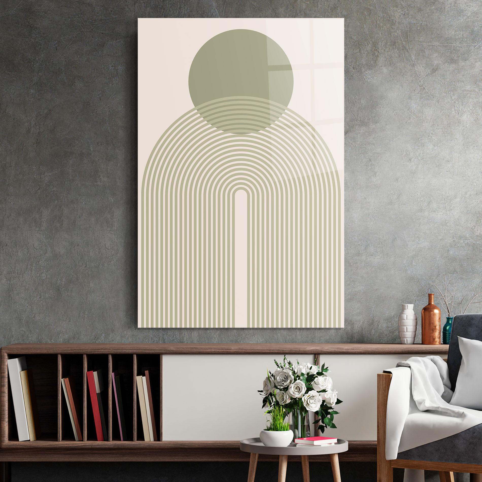 Glasbild Green Circle Lines mockup 2