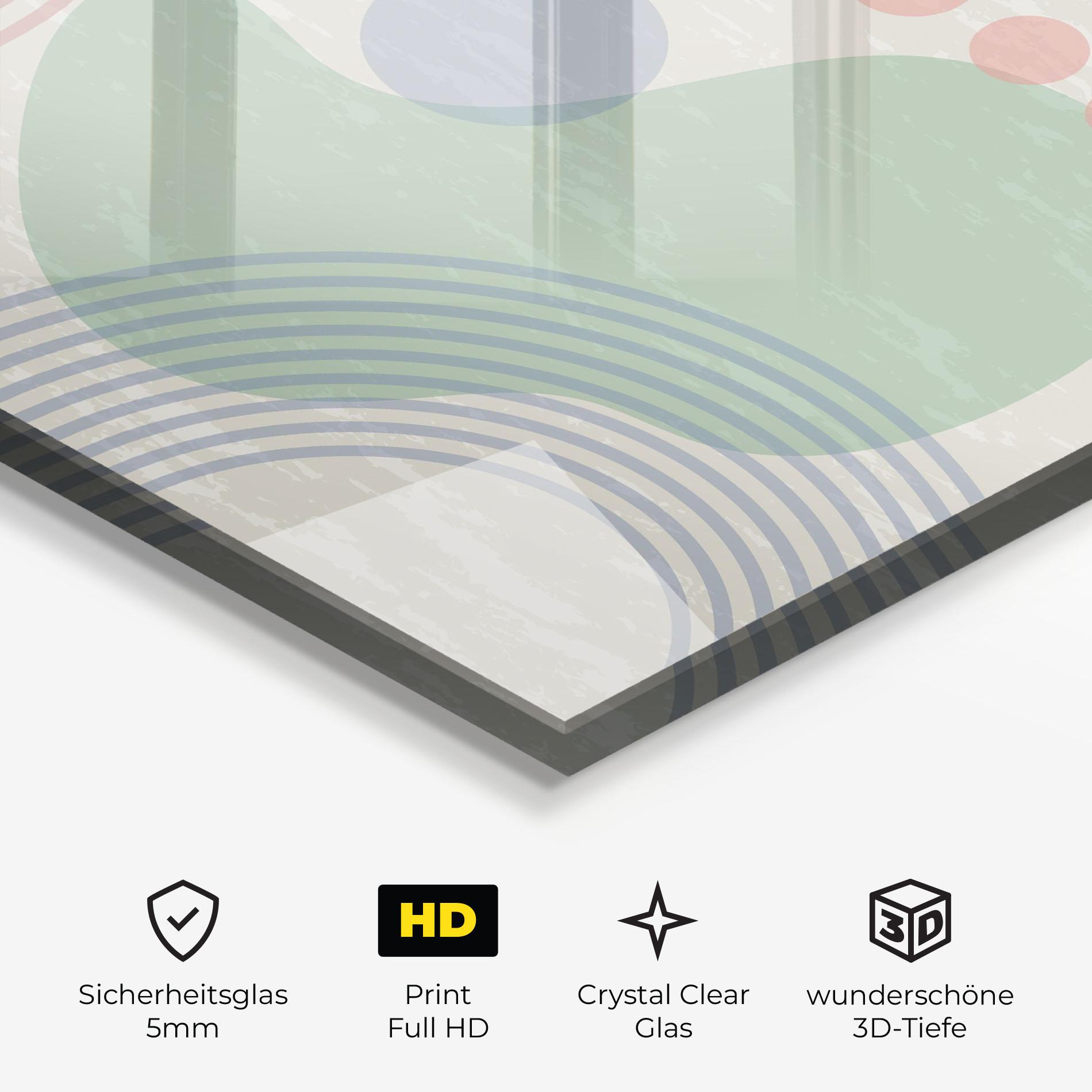 Glasbild Green Pink Shapes mockup 3