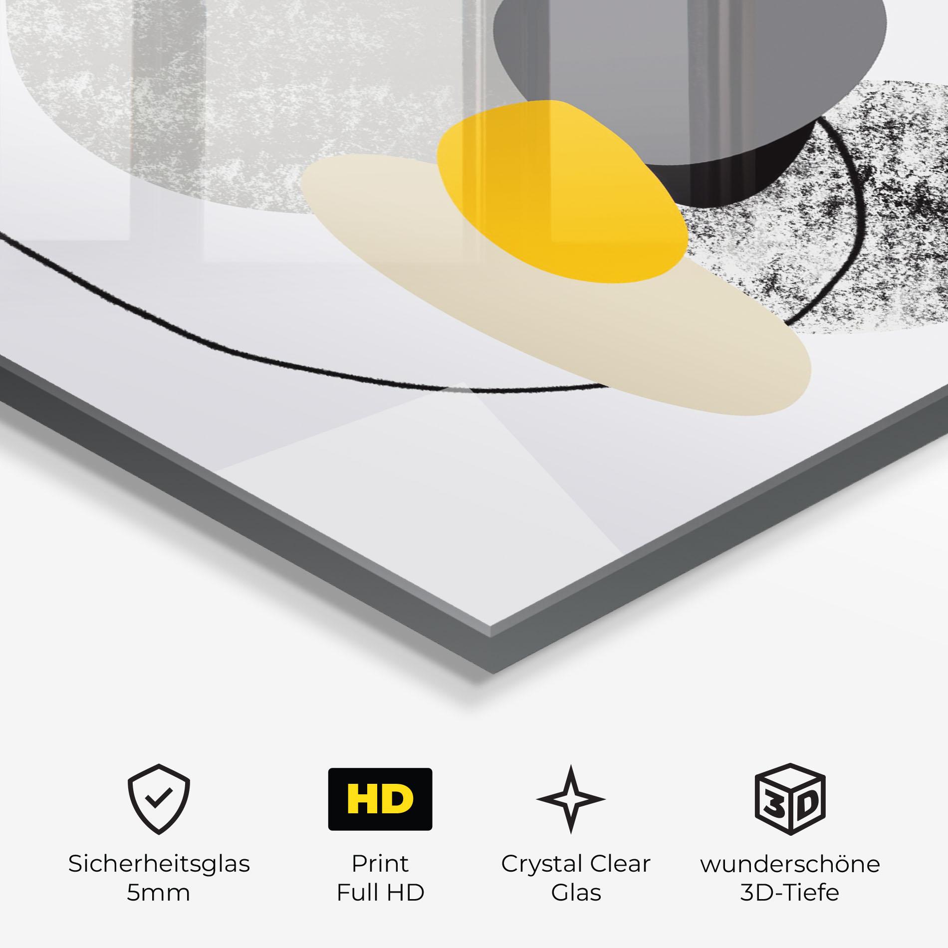 Glasbild Grey Orange Shape mockup 3