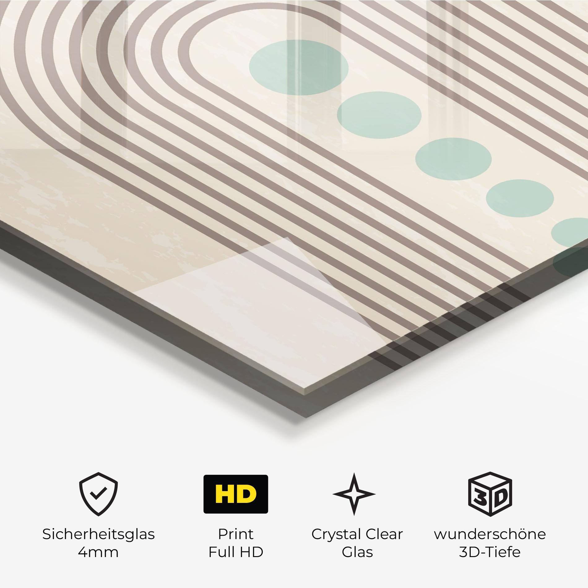 Glasbild Cream Blue Circles mockup 3