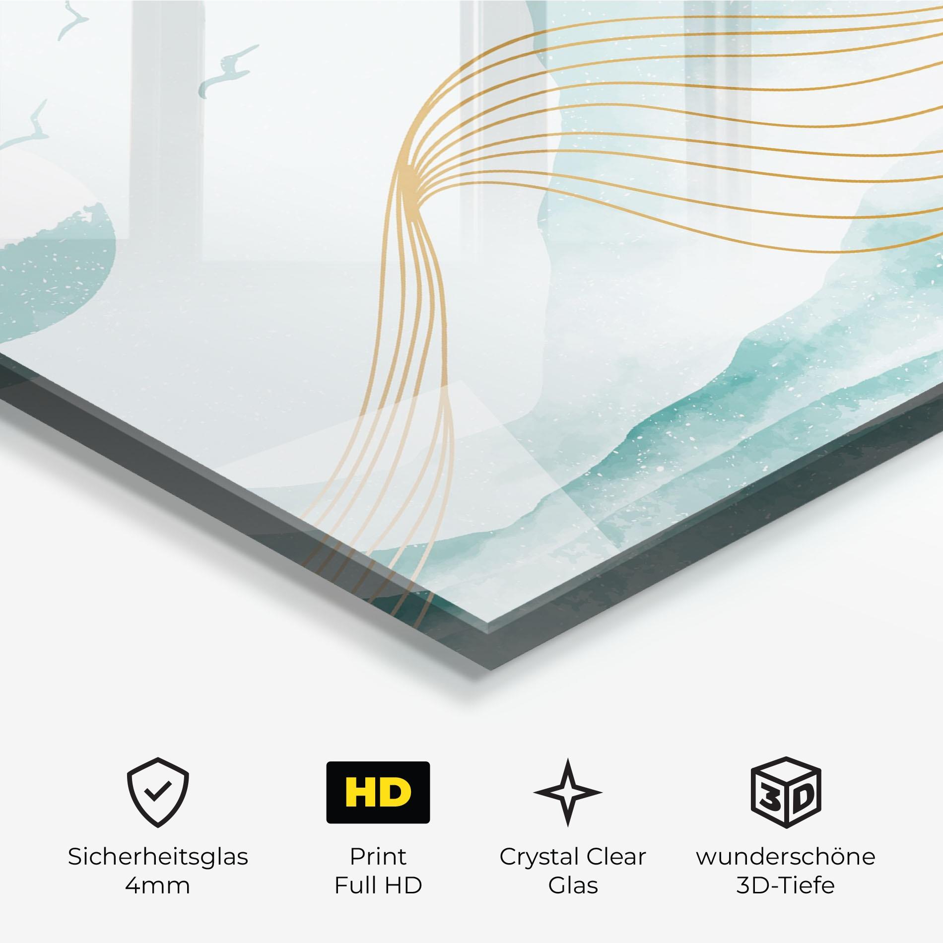 Glasbild Gold Line Mountain mockup 3