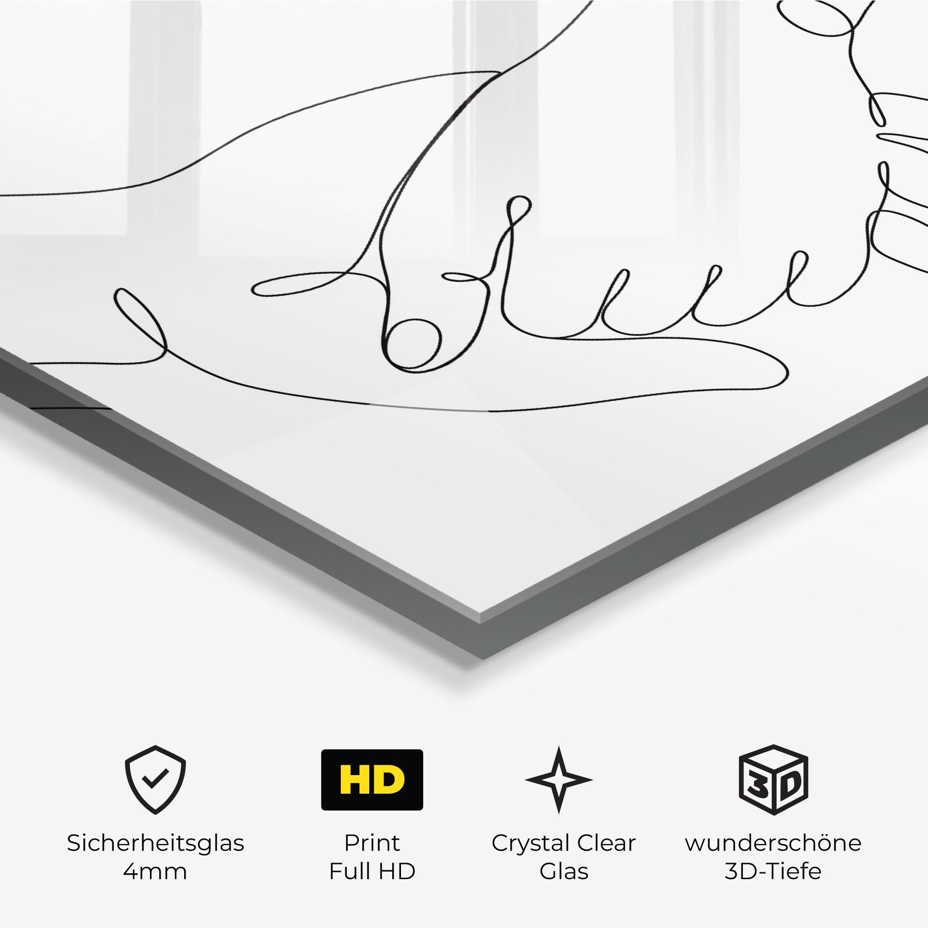 Glasbild Minimalistic Hands mockup 3