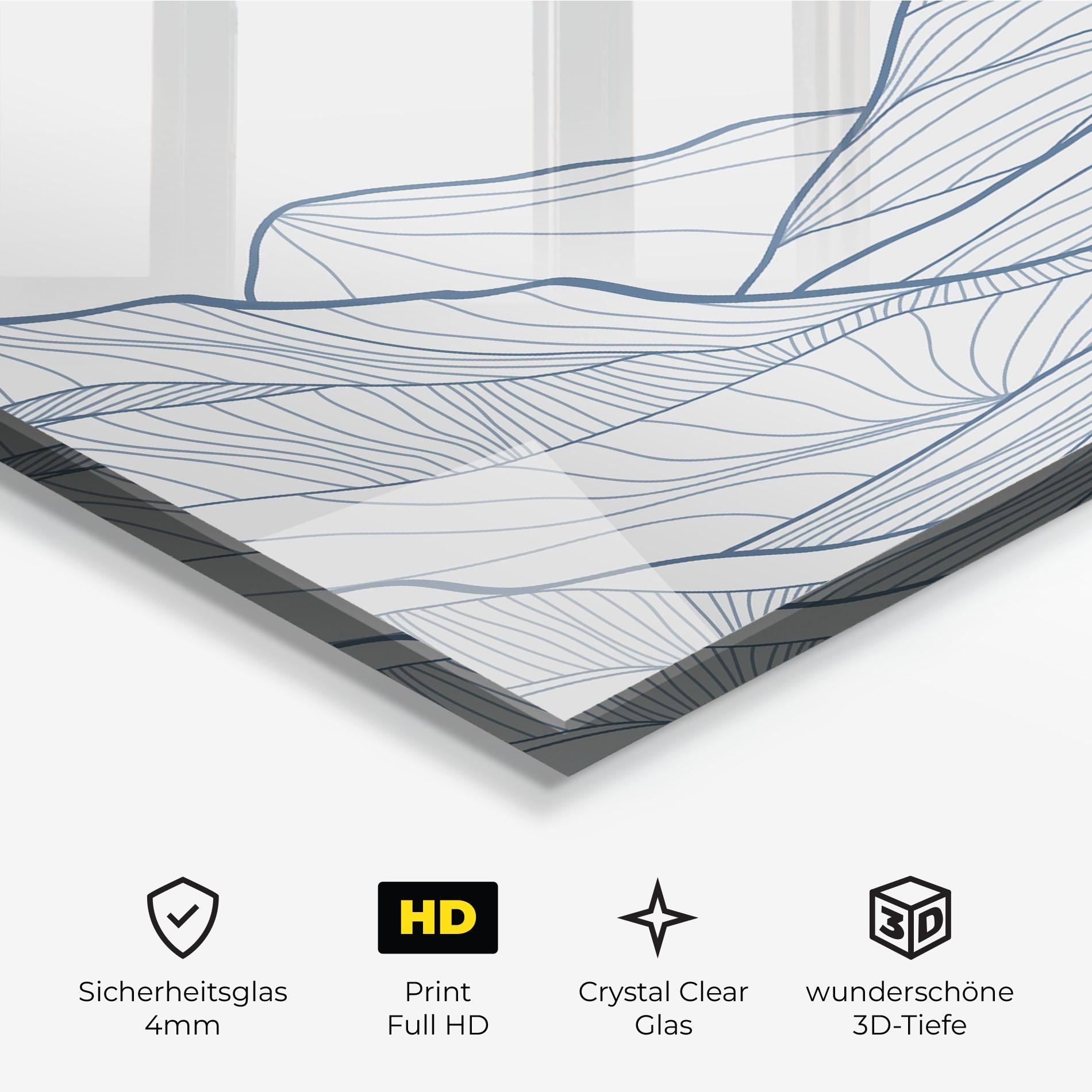 Glasbild Mountain Blue Line mockup 3