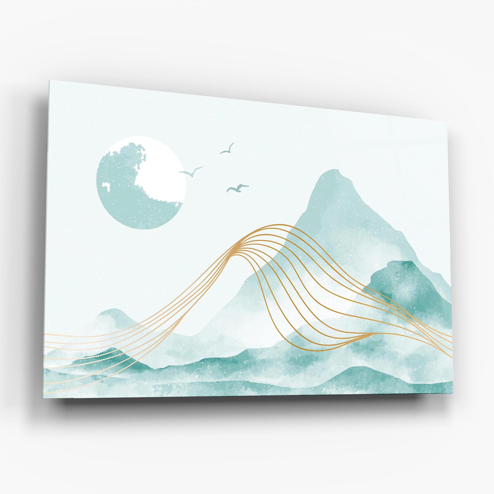 Glasbild Gold Line Mountain mockup 6