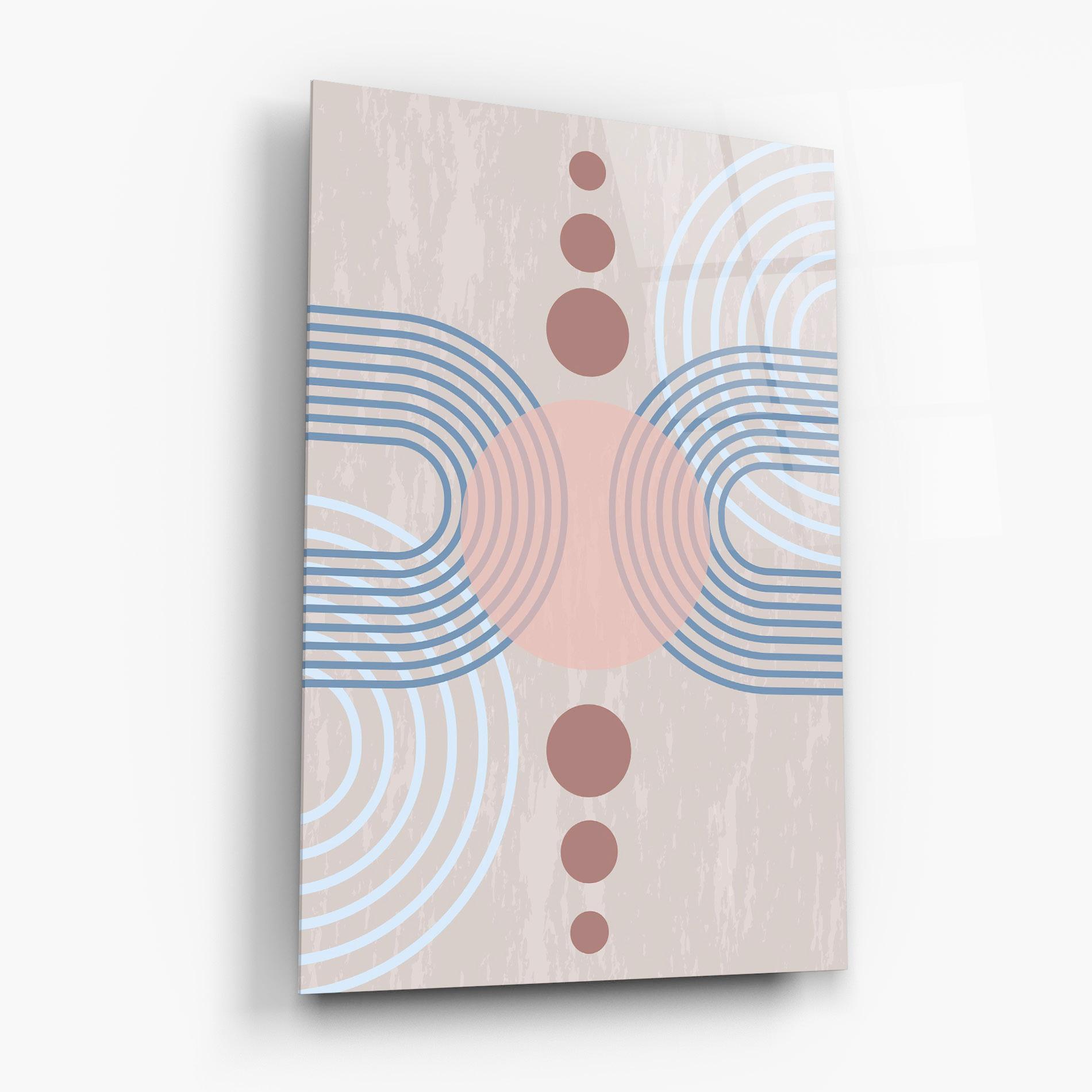 Glasbild Blue Lines On Pink mockup 6