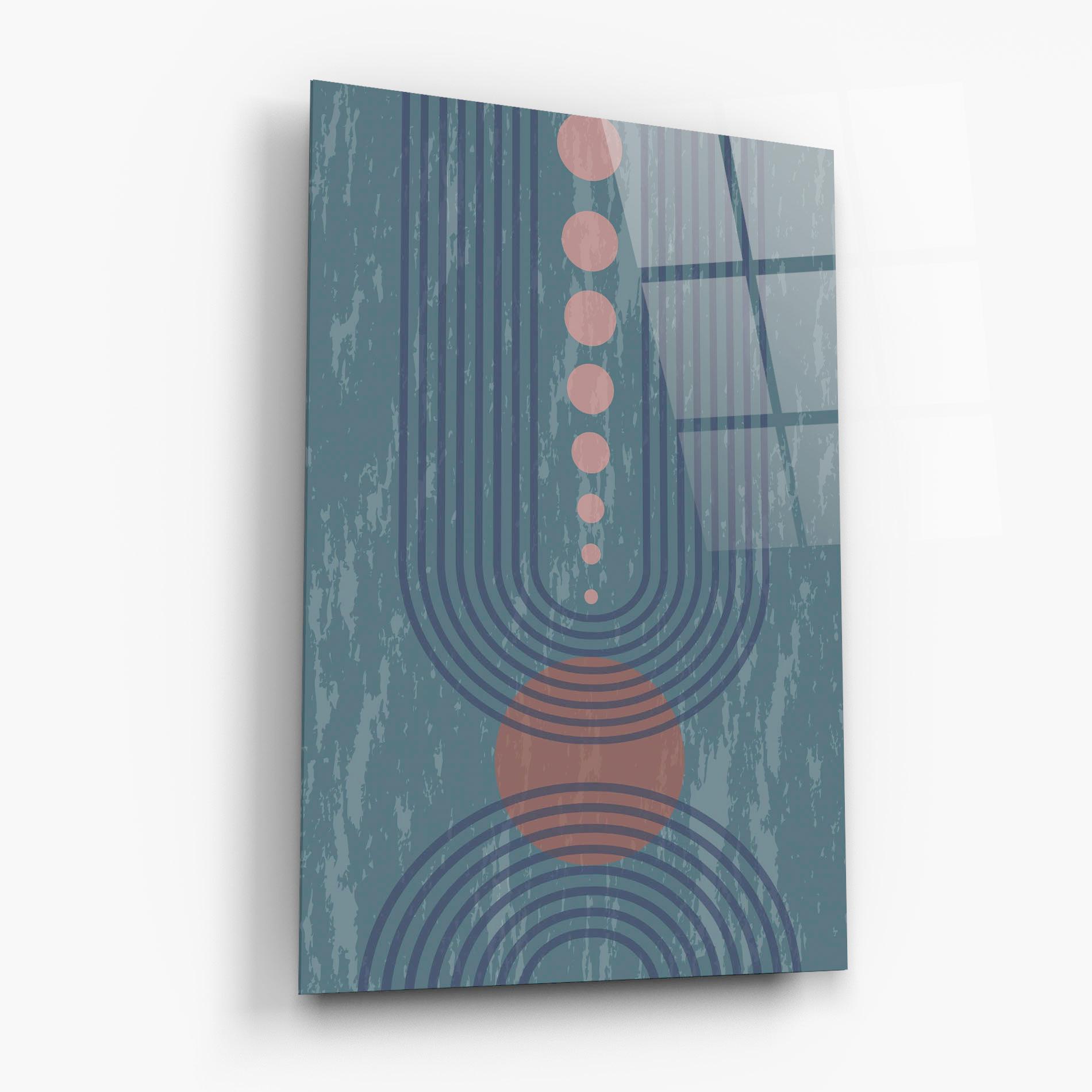 Glasbild Pink Circle On Blue mockup 6