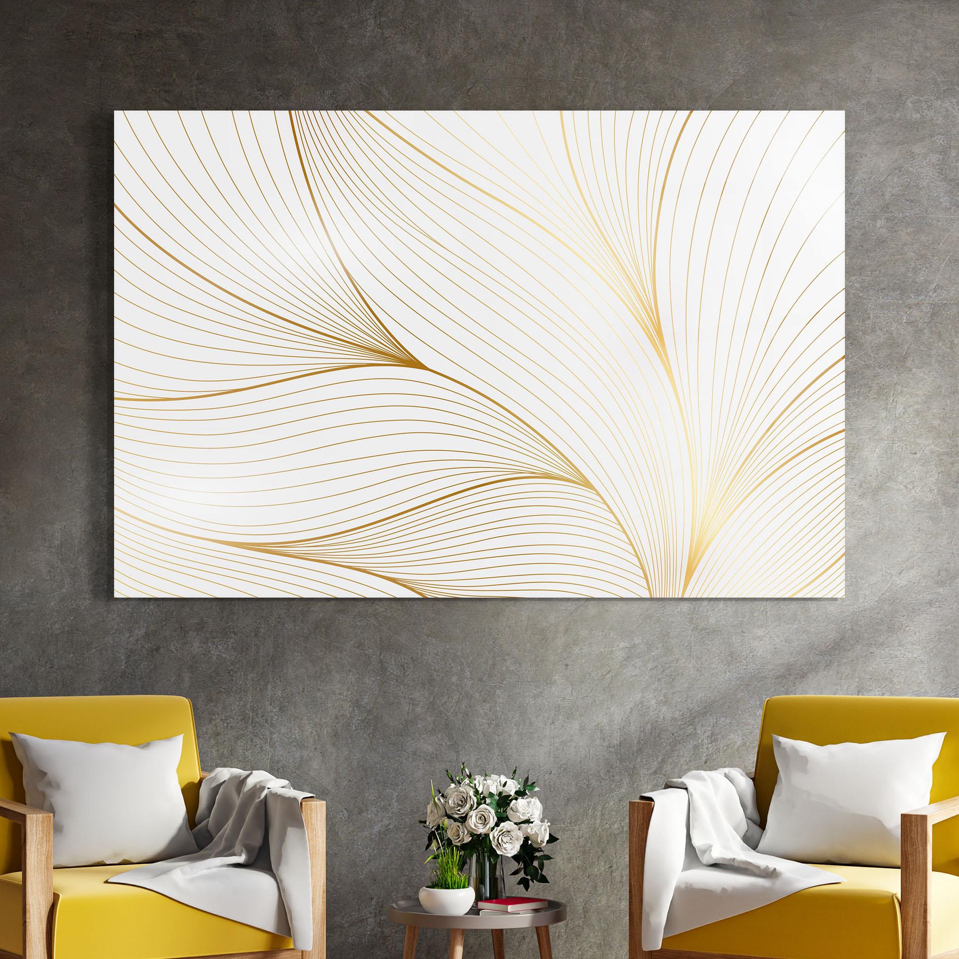 Glasbild Gold Wave mockup 4