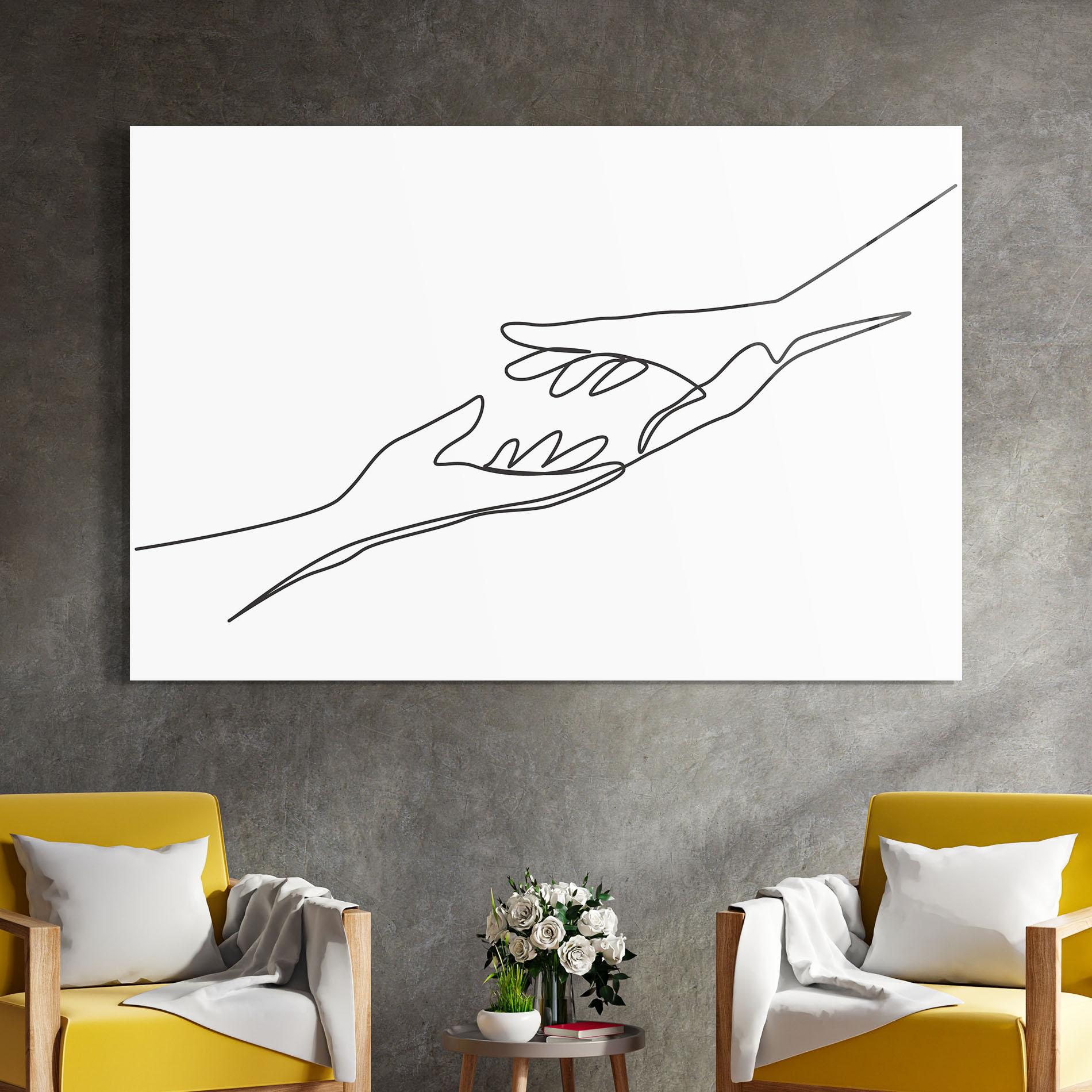 Glasbild Hands Reaching mockup 4